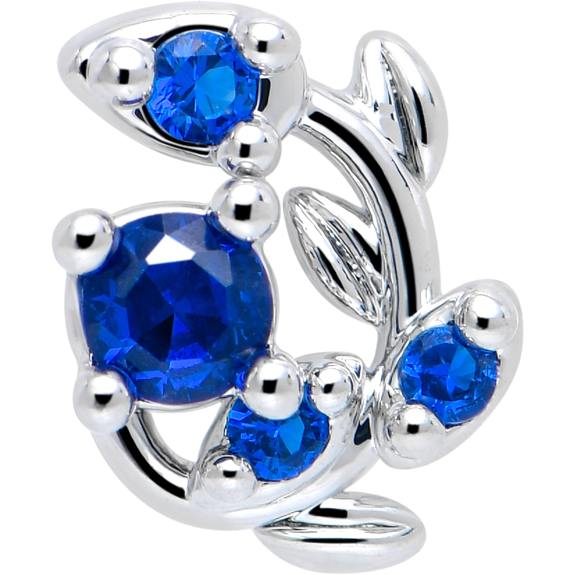 16G Twining Vine Flatback Stud with Blue Gem