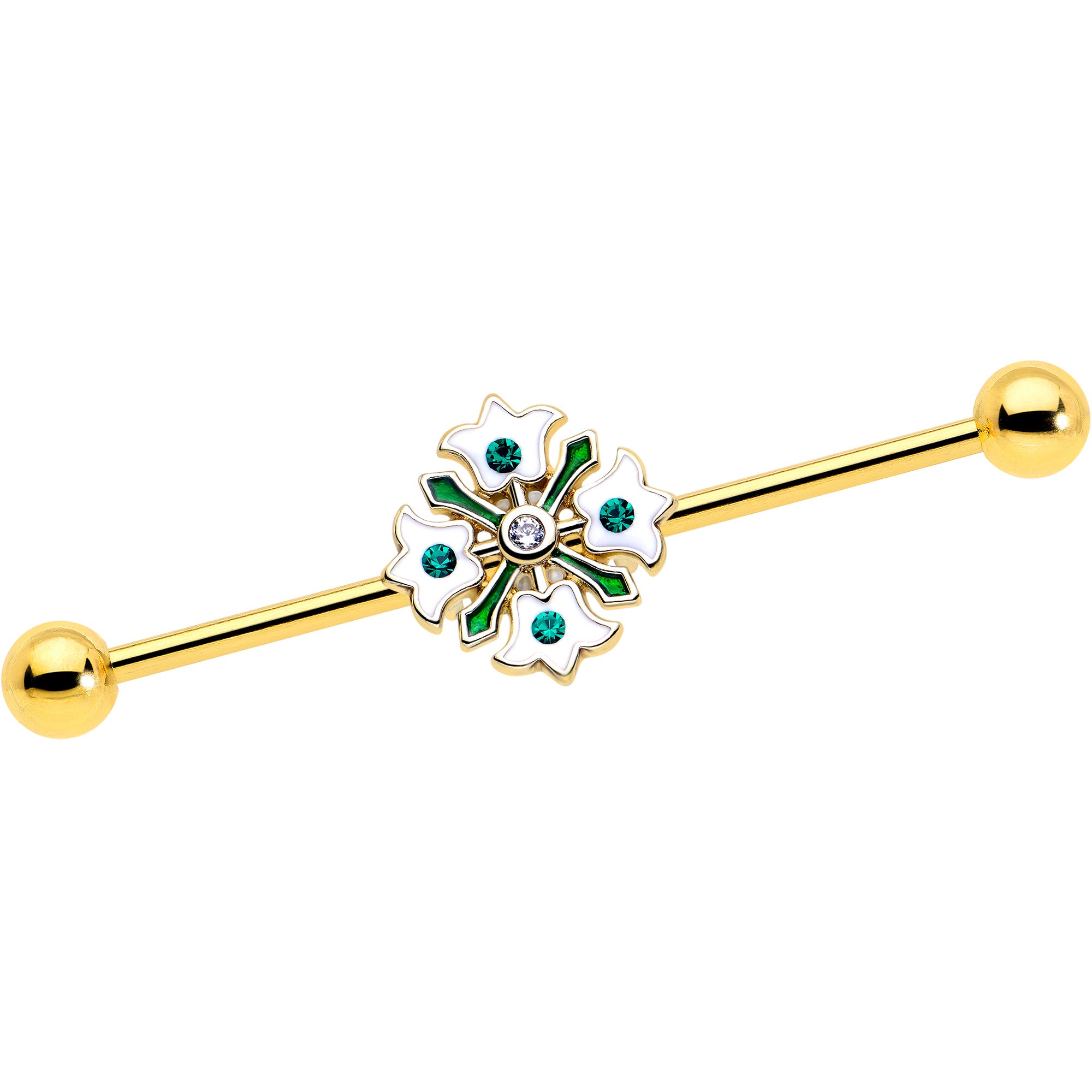 14 Gauge Green Gem Industrial Barbell