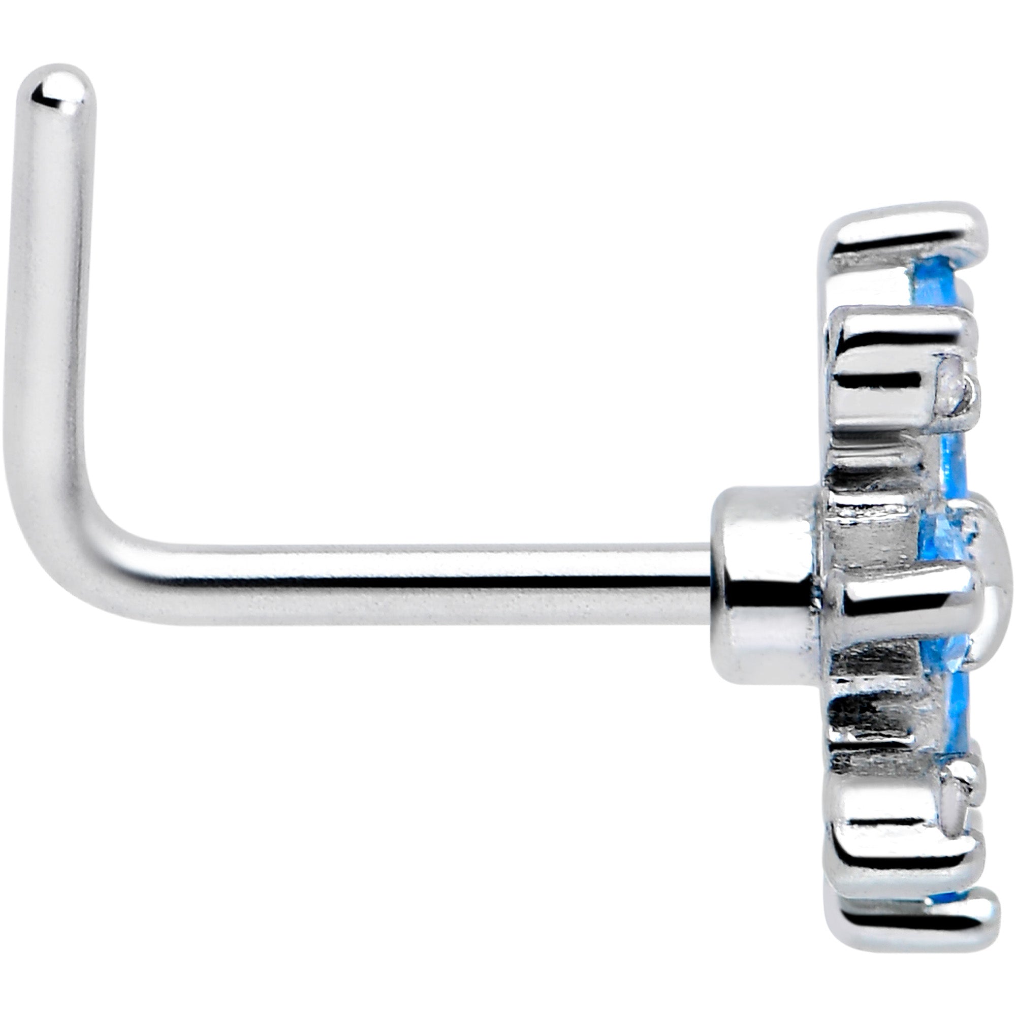 Classic Flower Design L Shape Nose Ring 20 Gauge