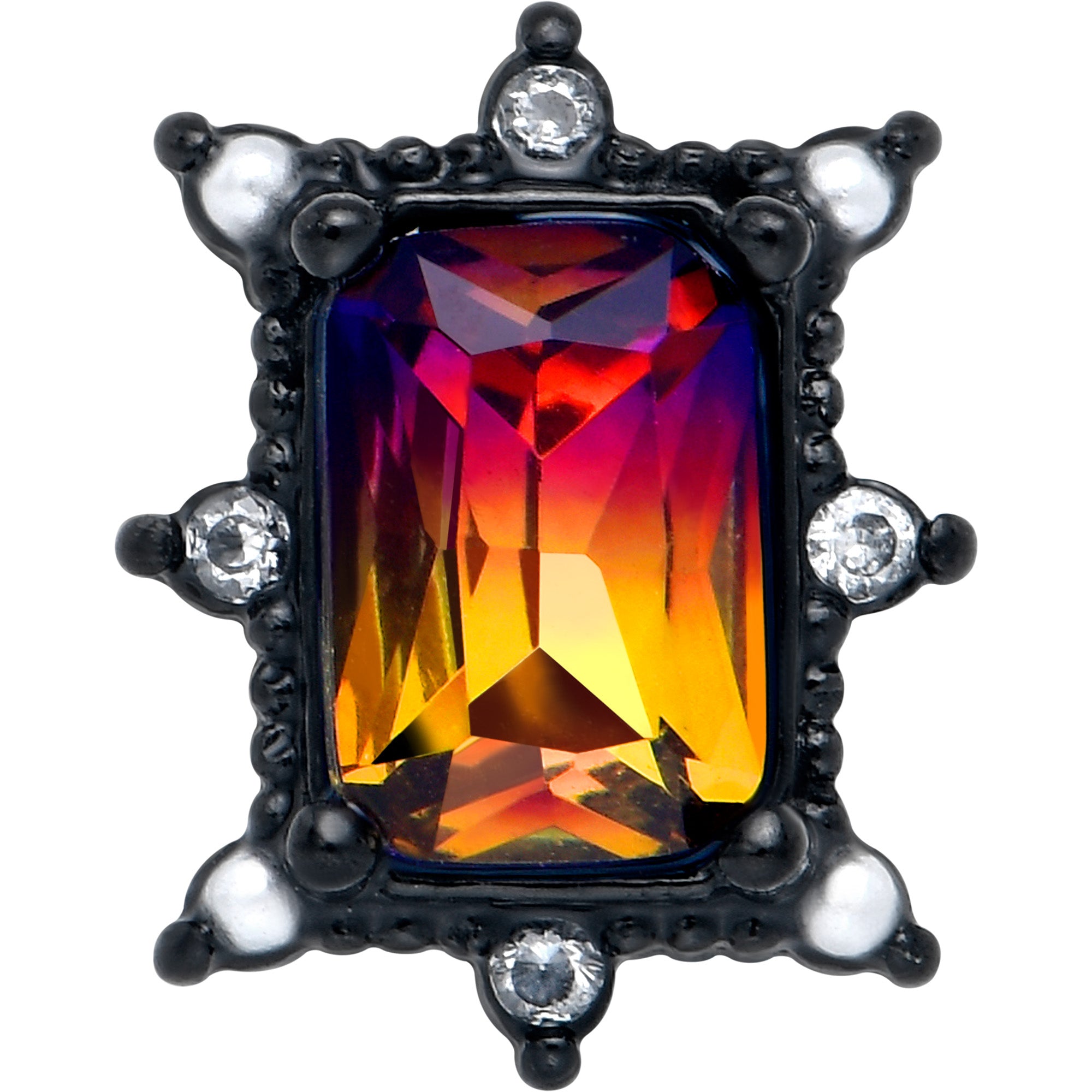 Red Tourmaline Fire Barbell Tongue Ring with Black Star