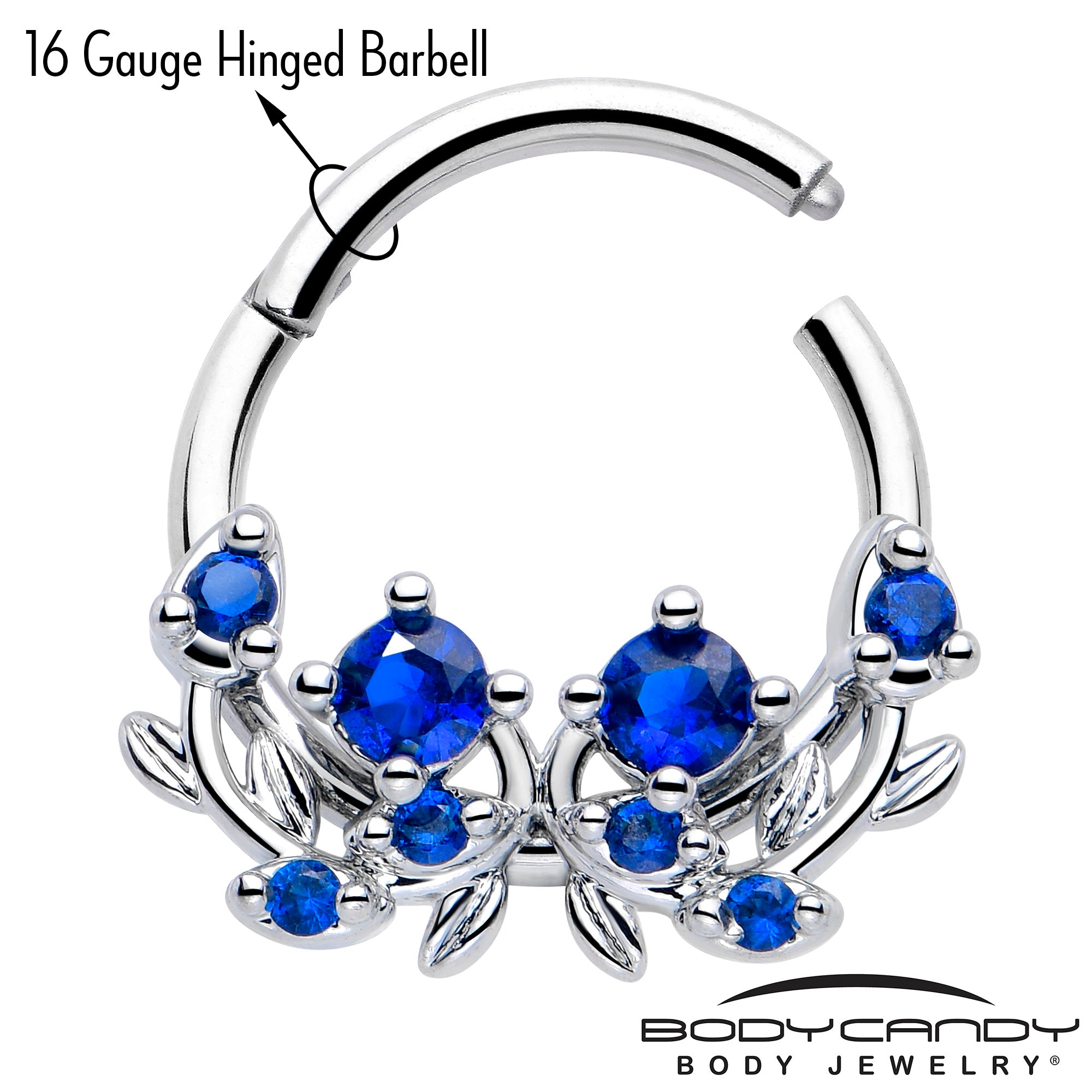 Blue Gem Twining Vine 16 Gauge Hinged Segment Ring