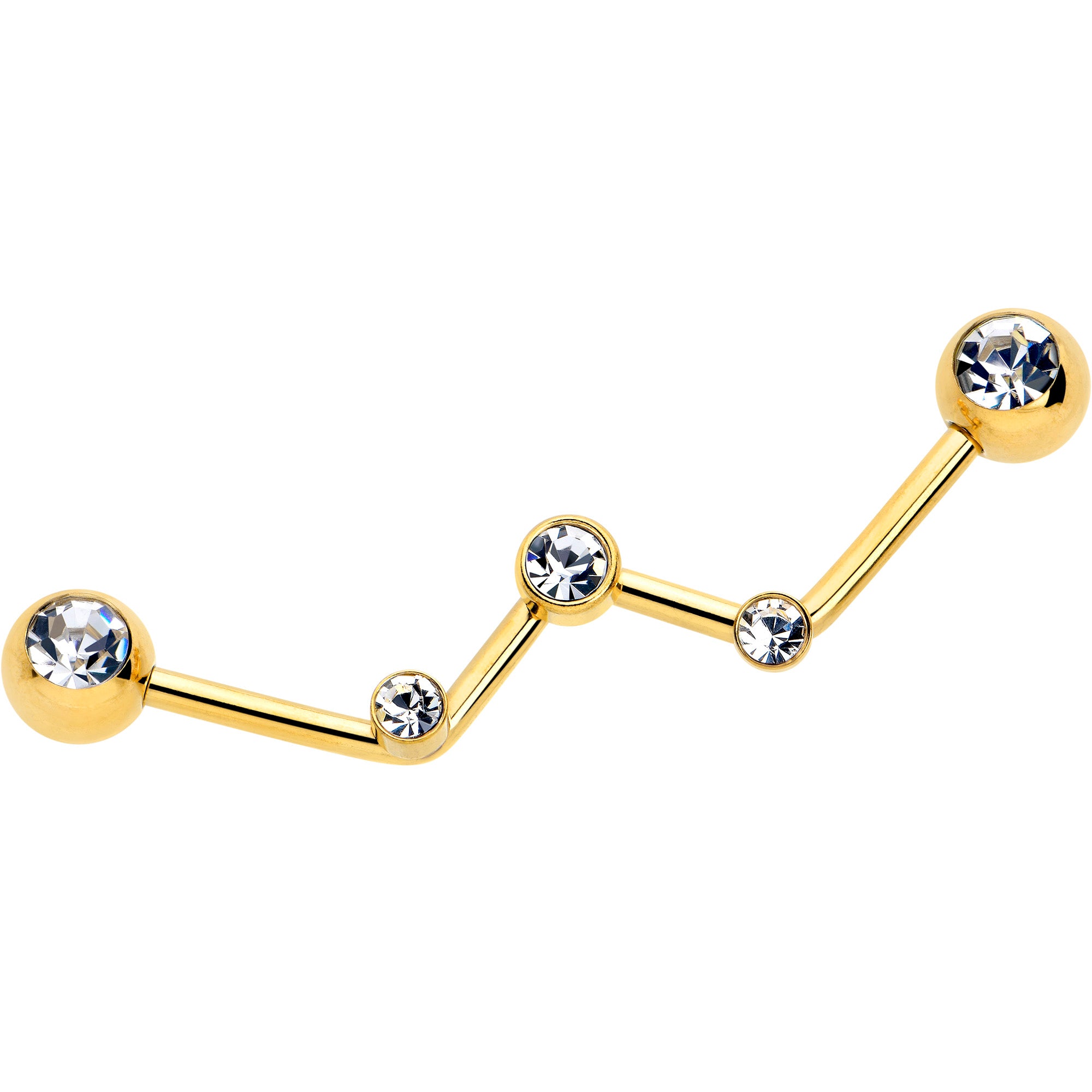 14G Clear Gem Gold Tone Constellation Style Project Bar 32mm
