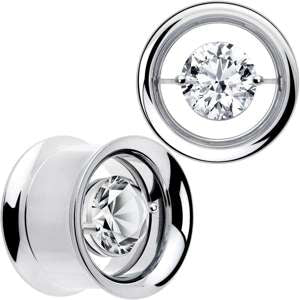 Clear Gem Floating Screw Fit Tunnel Plug Set - Available Sizes 8mm to 16mm