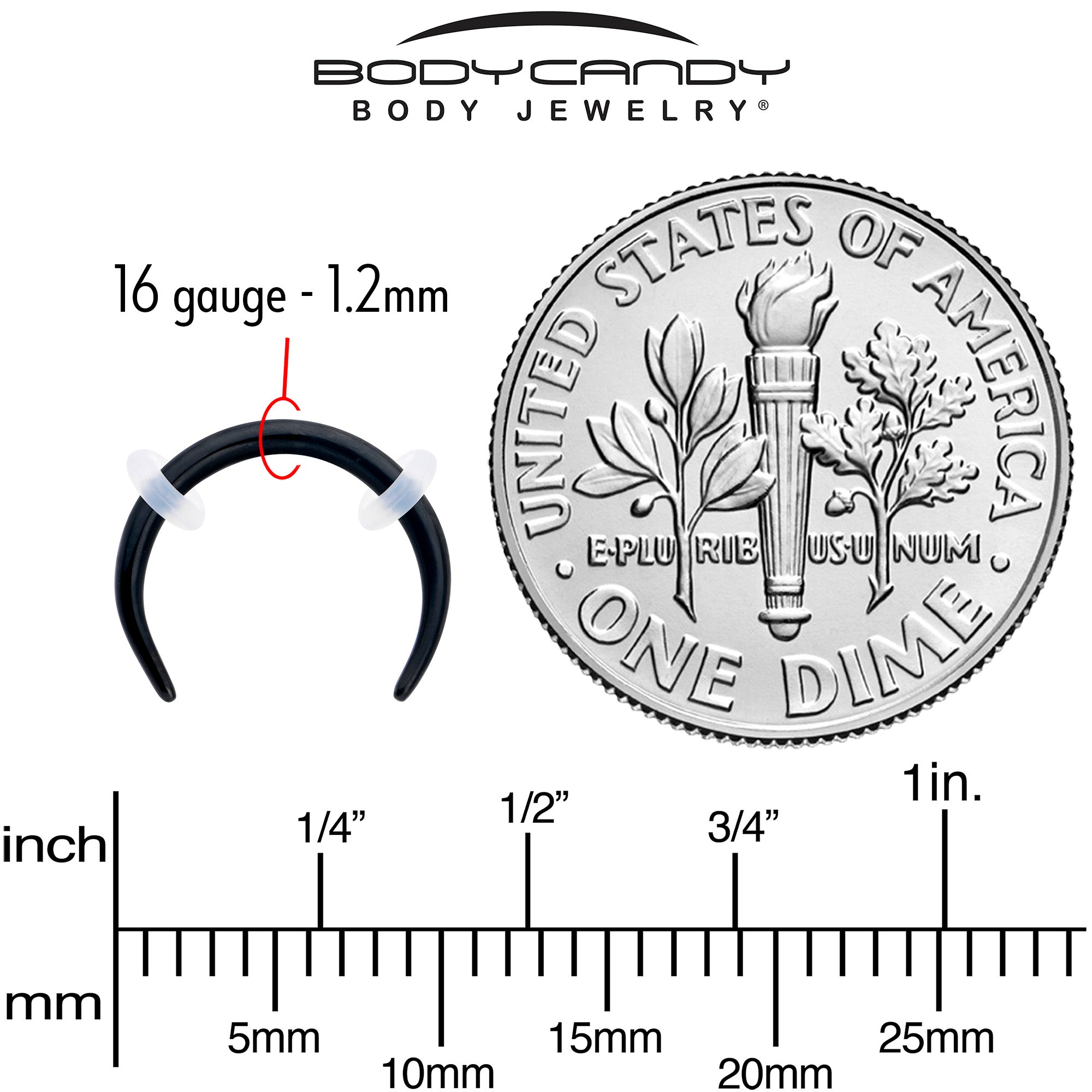 16G 5/16 Black Pincher Crescent Taper