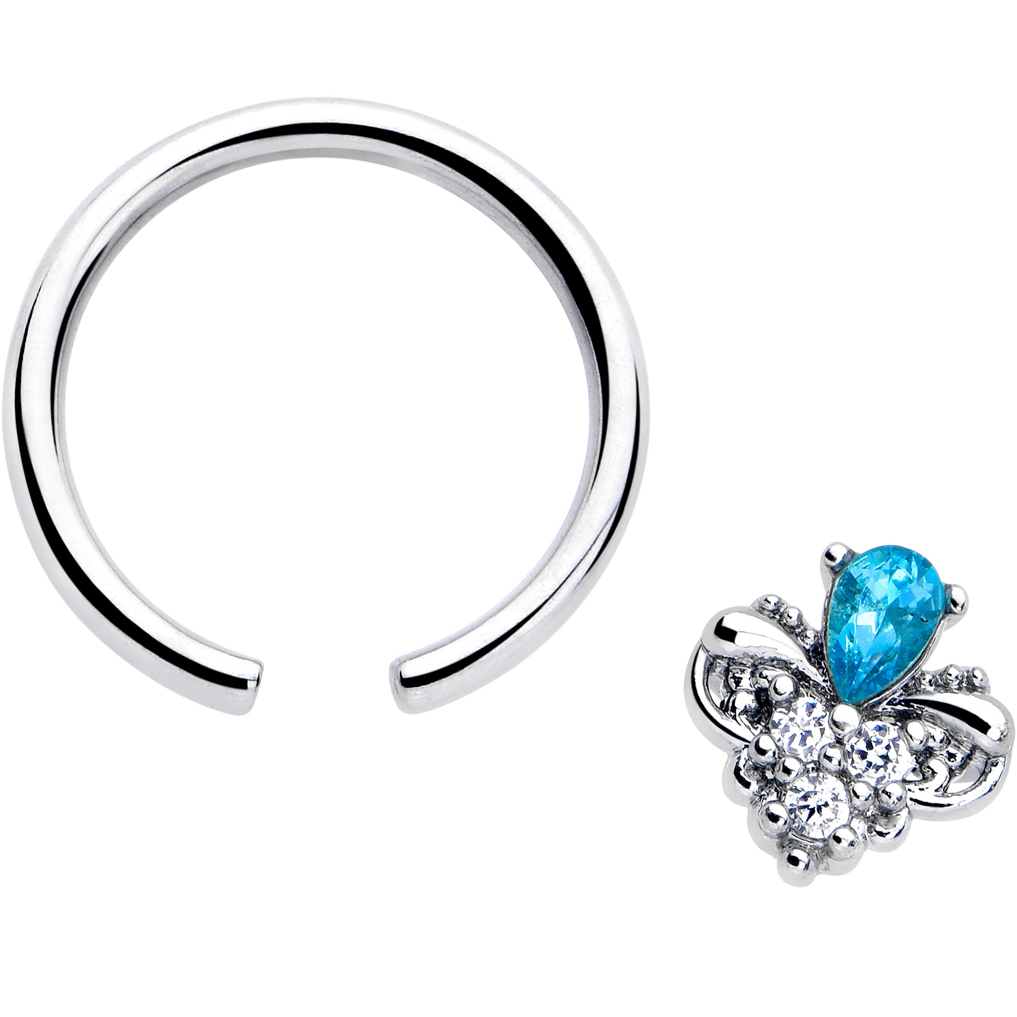 16 Gauge 3/8 Blue Gem Captive Ring with BCR Simplicity Design