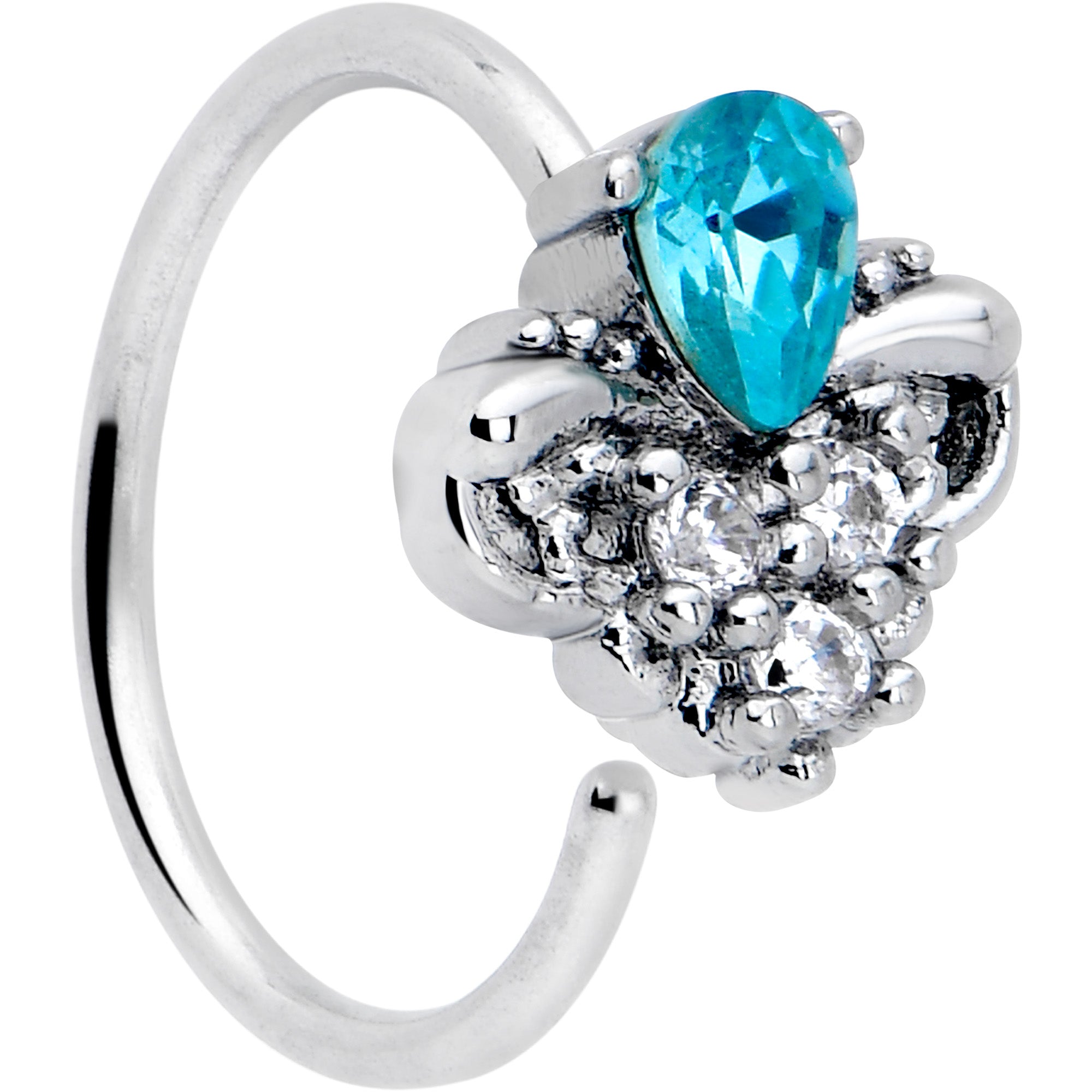 20G 5/16 Blue Gem Style Simplicity Nose Hoop