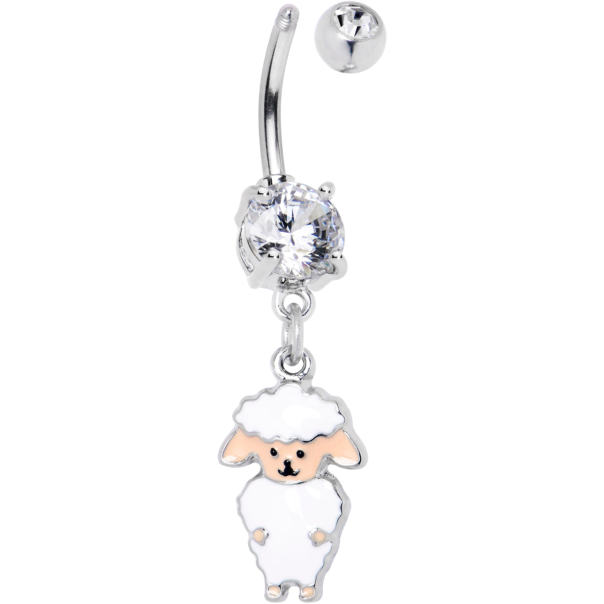 Clear Gem Sweetheart Sheep Dangle Belly Ring