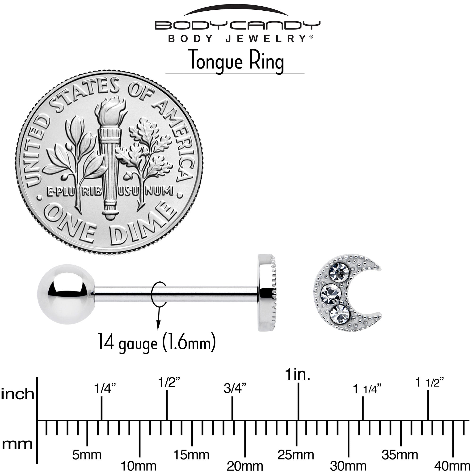 Celestial crescent moon tongue jewelry