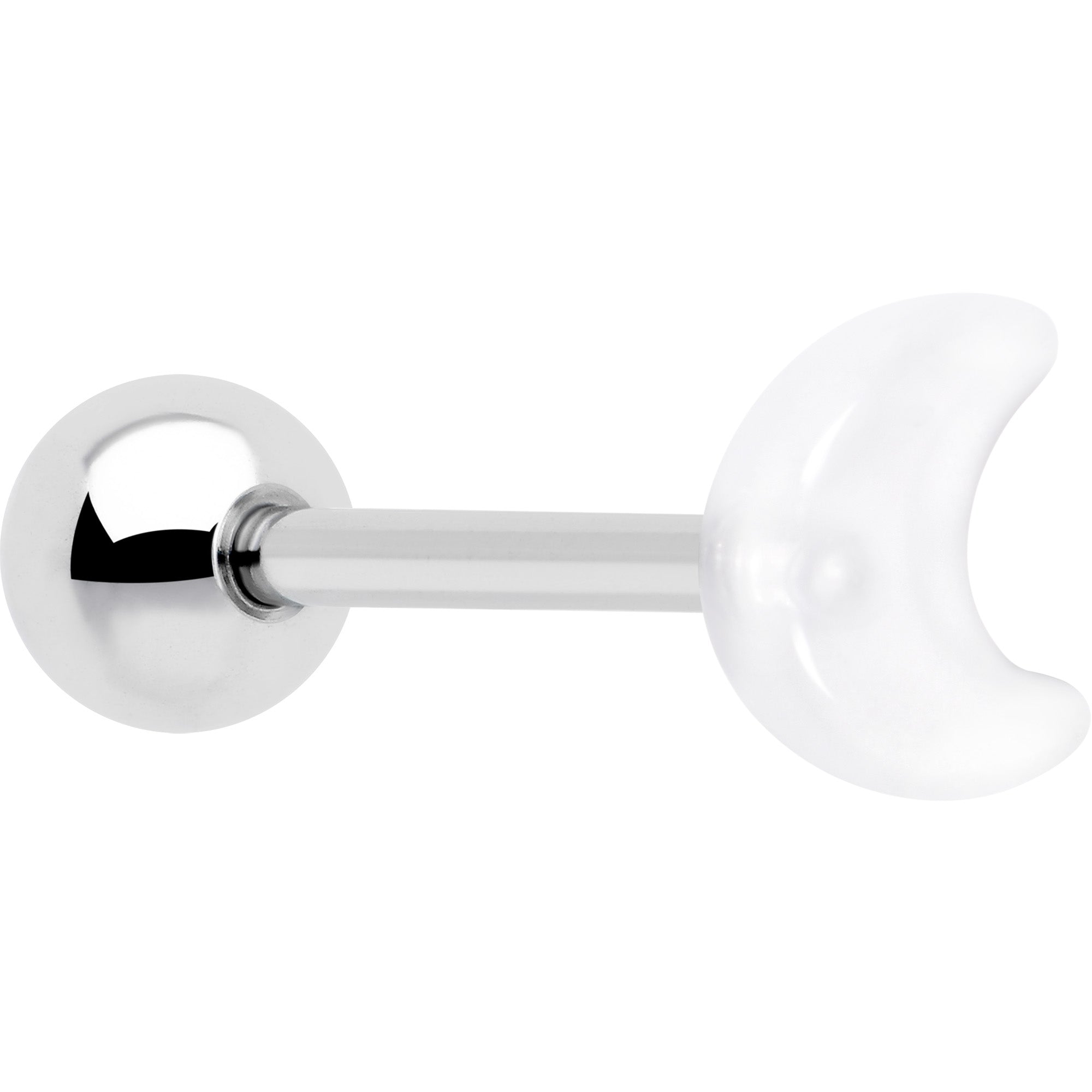 Crescent Moon UV Glow Barbell Tongue Ring
