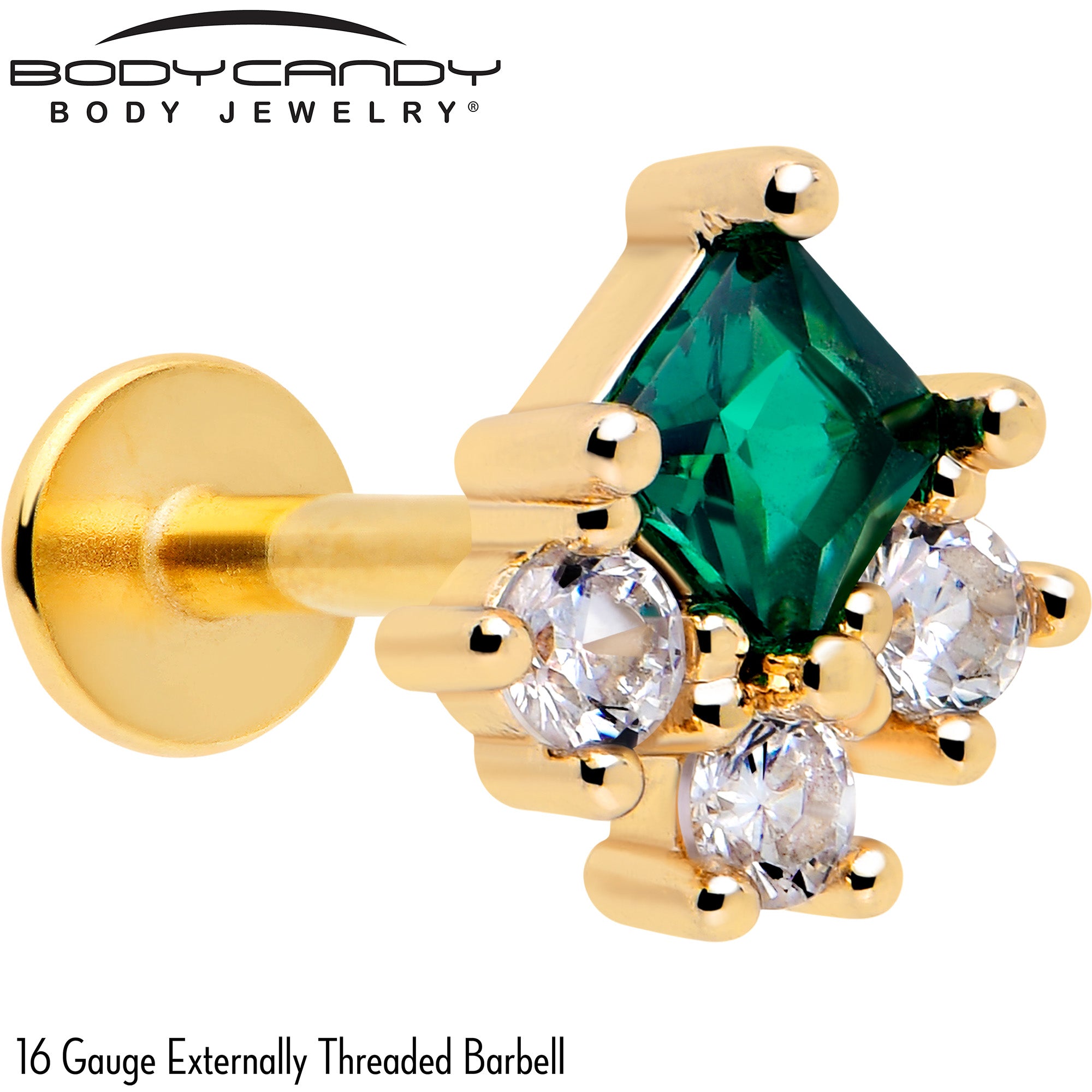 Gold Tone Rhombus Riot Flatback Stud 16 Gauge