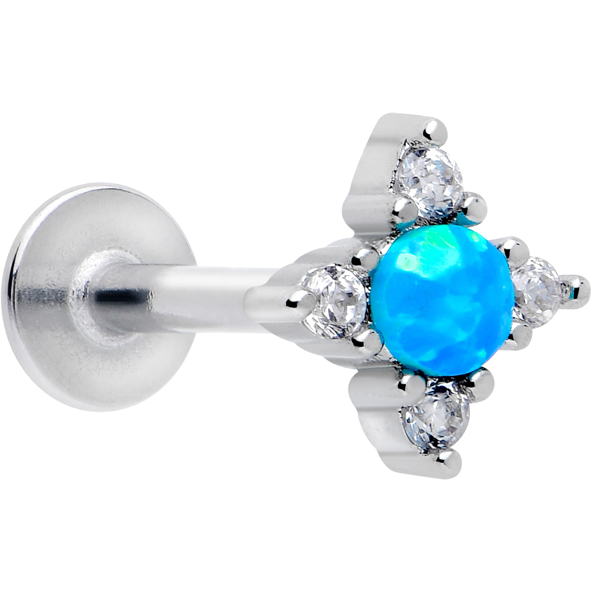 16 Gauge 5/16 Blue Synthetic Opal Rhombus Star Flatback Stud