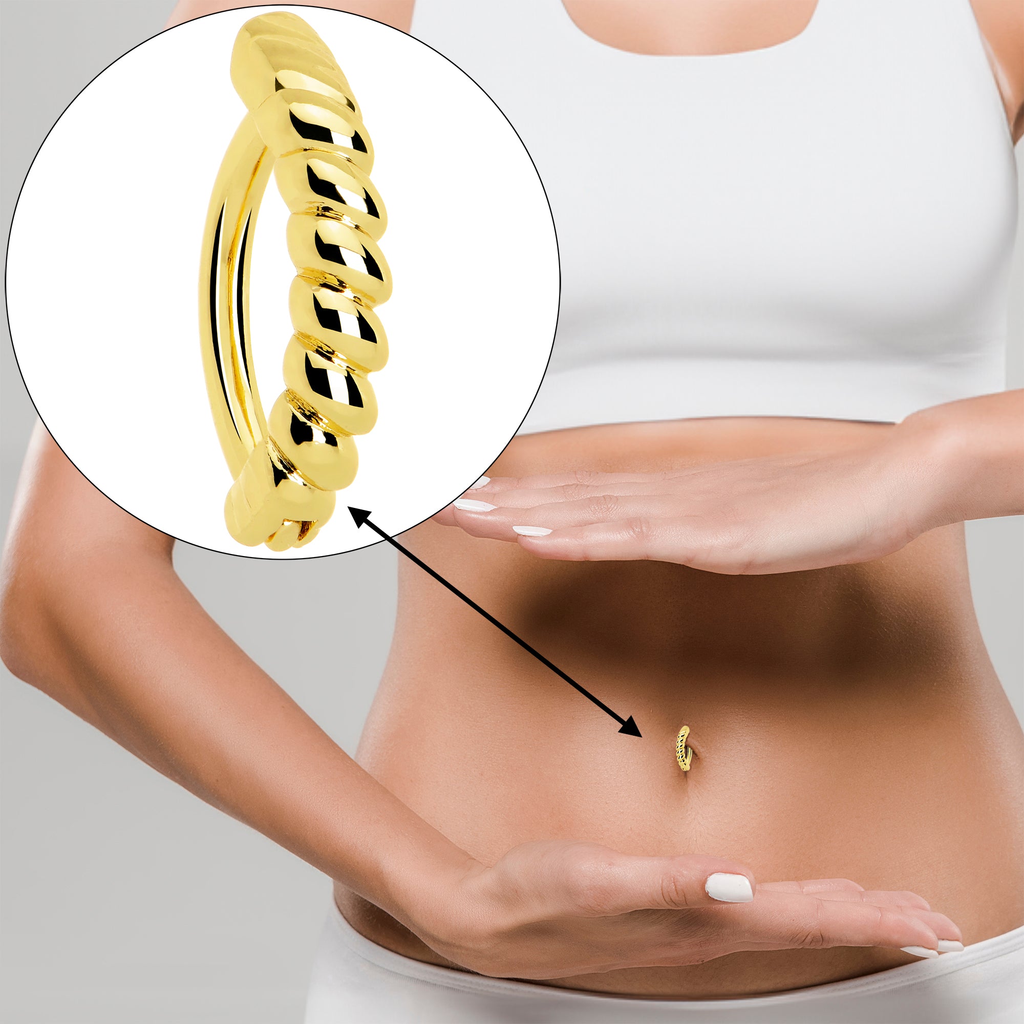 gold tone classic rope style belly ring