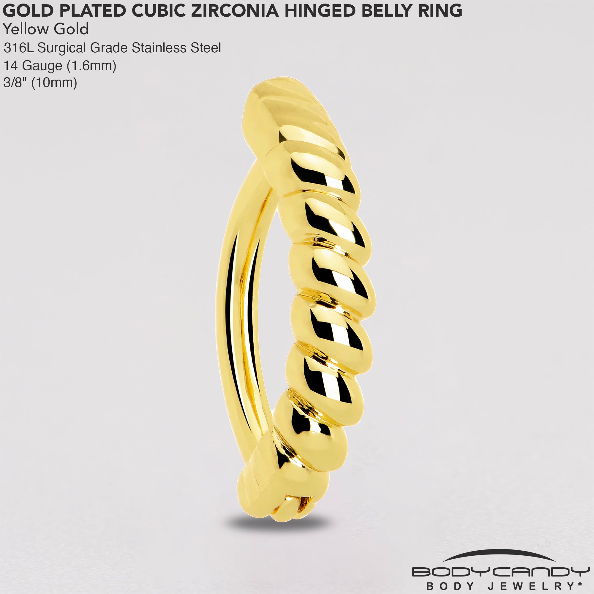 stylish gold tone hinged hoop belly jewelry