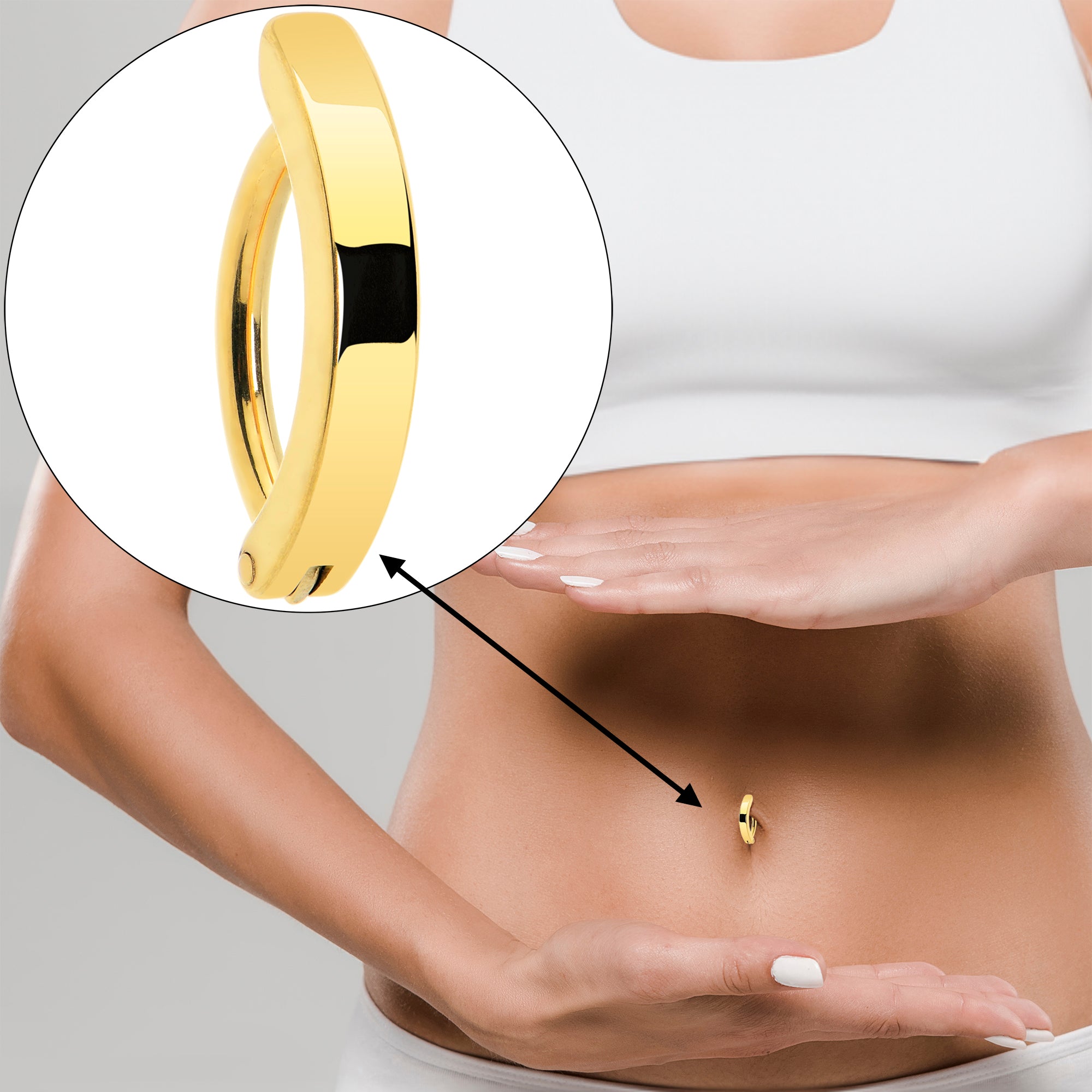 gold tone hinged hoop belly ring