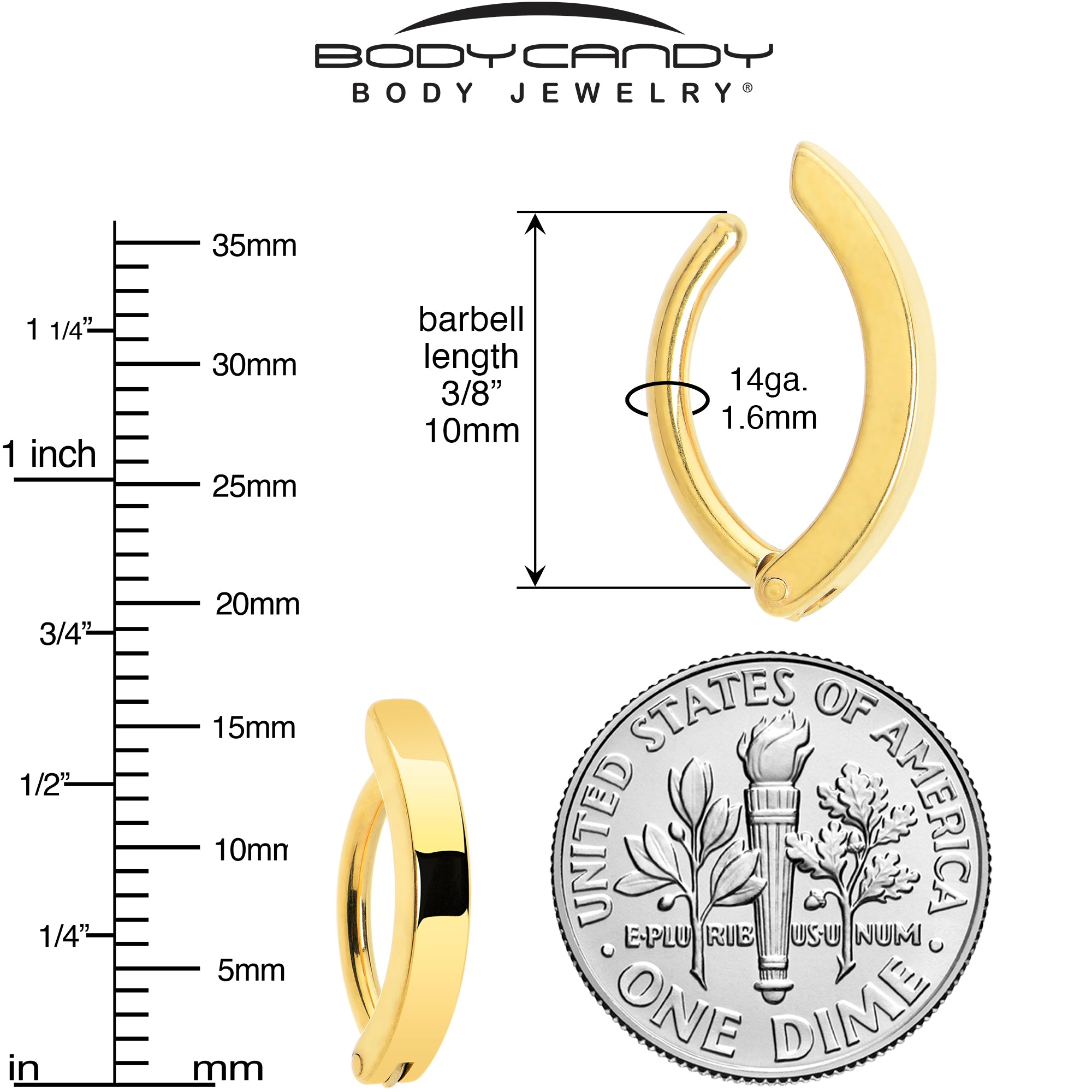 smooth gold tone belly ring for piercings