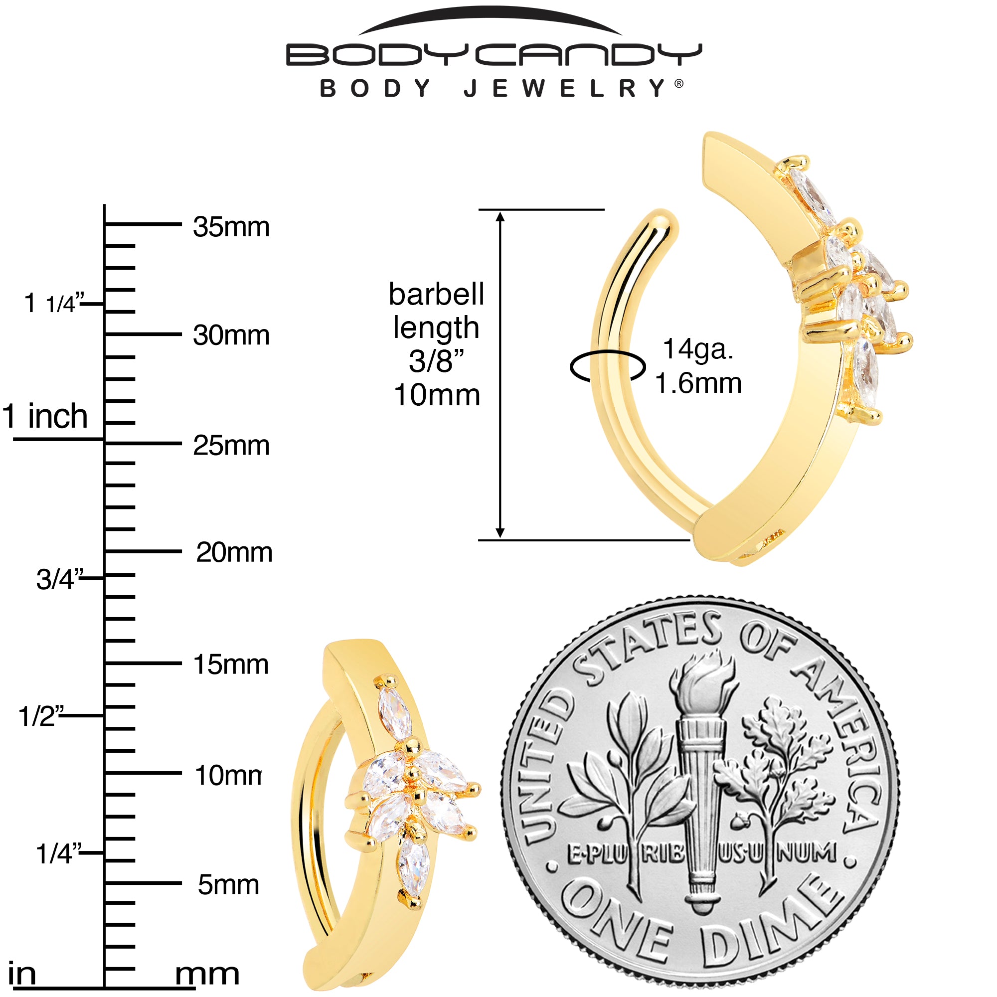 hinged hoop belly ring with cz