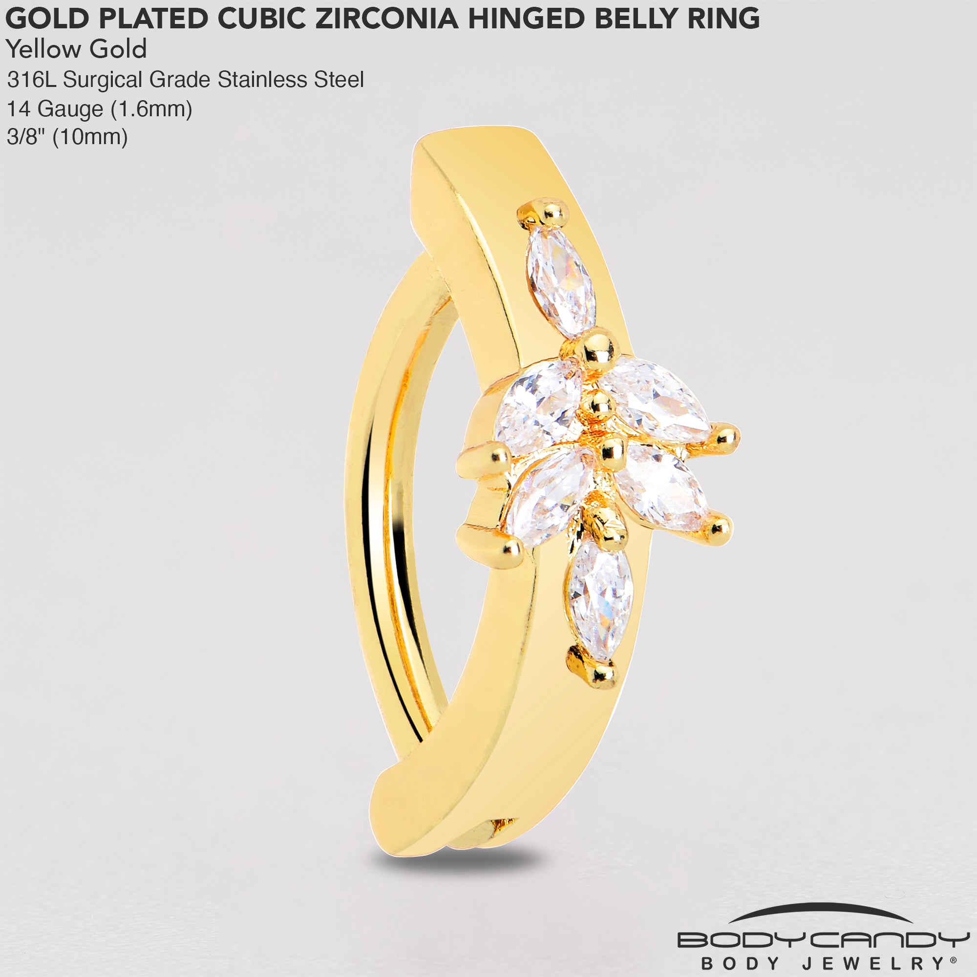 sparkling clear cz belly hoop