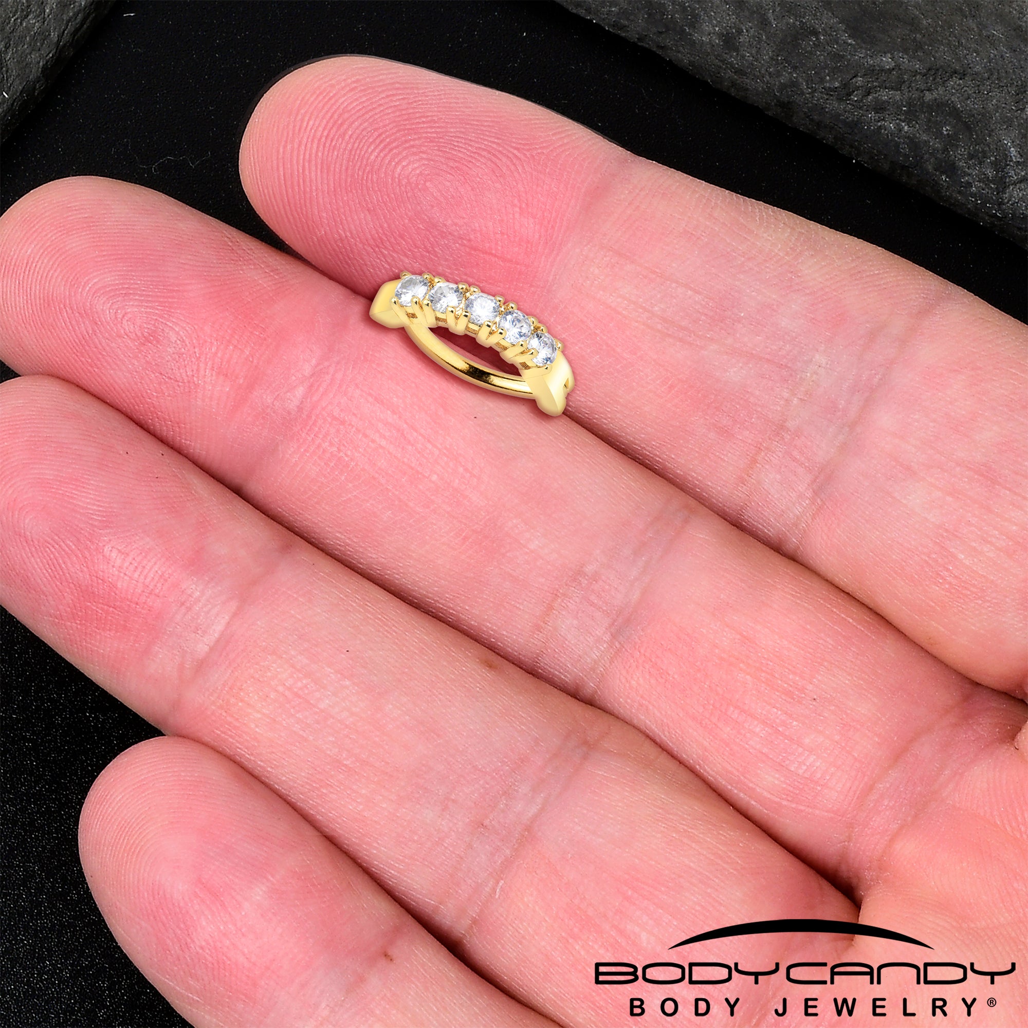 glamour quintet belly ring with clear cz gems