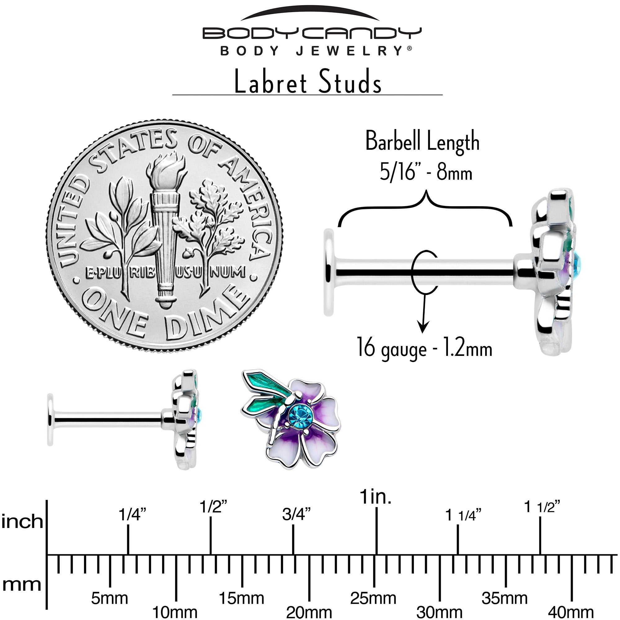 purple gem tragus labret body jewelry