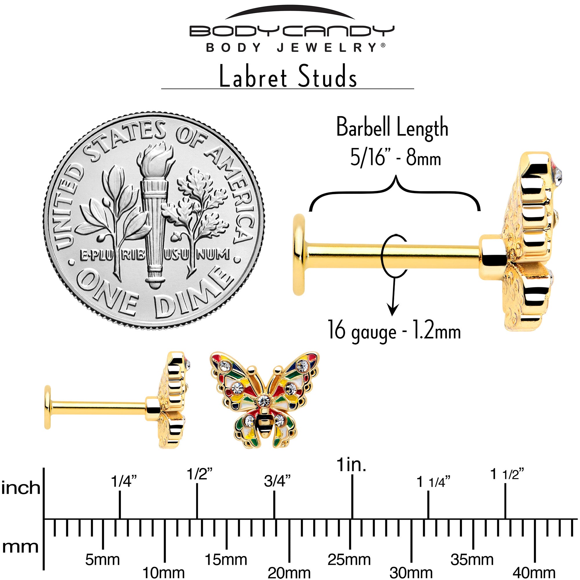 Gold tone clear gem butterfly jewelry