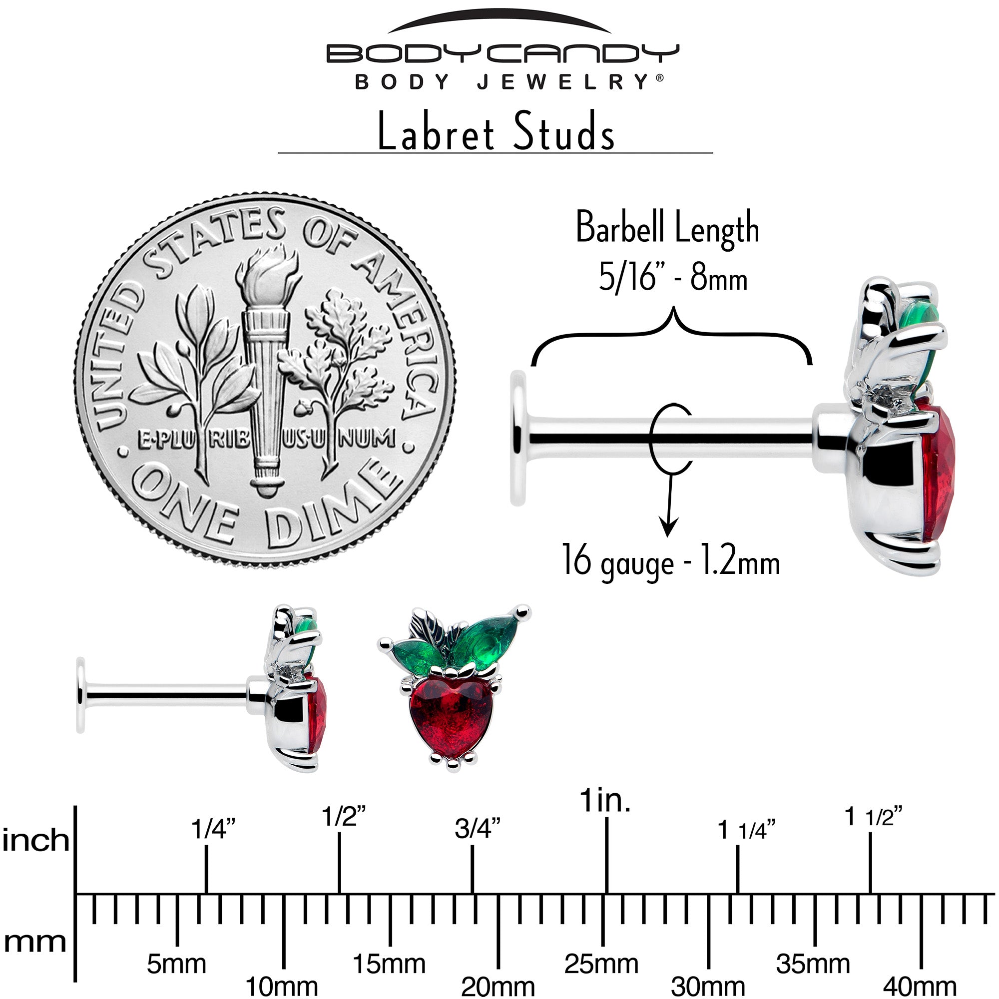 Heart shaped labret for Monroe and Tragus piercings