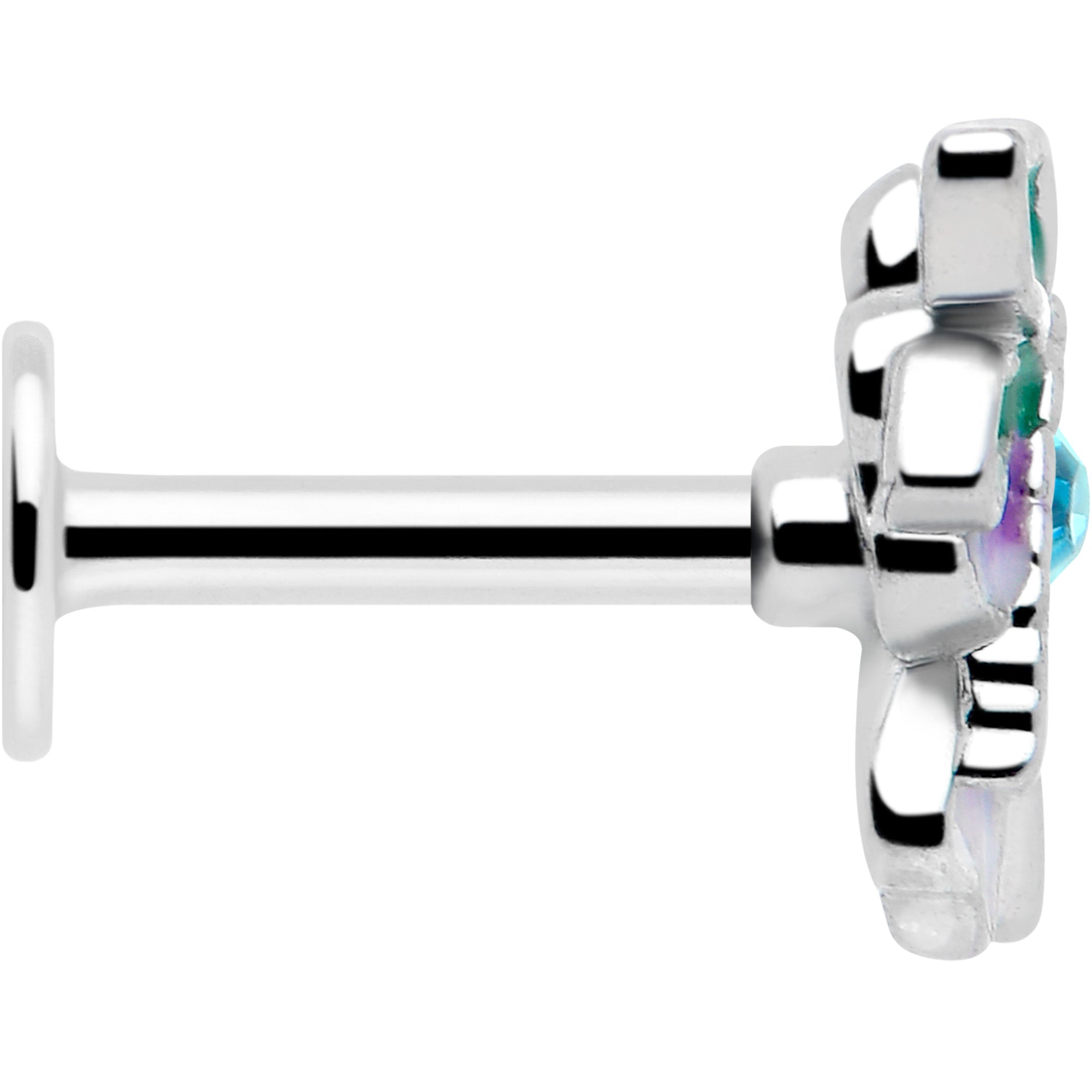 faerie flower lip labret with blue gem