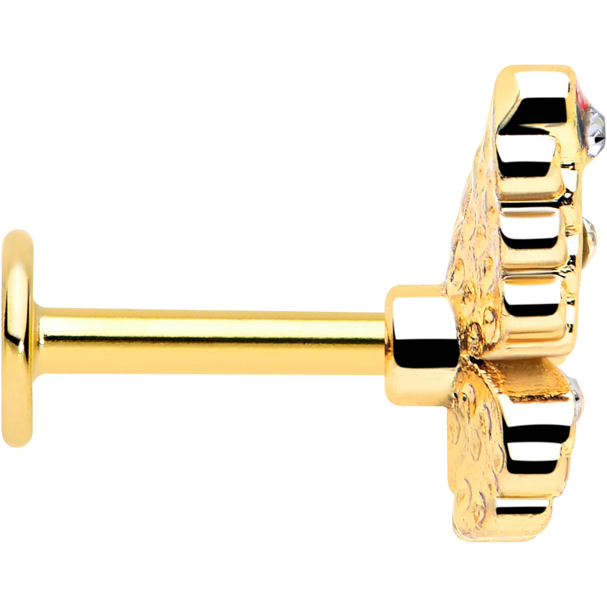 16g butterfly labret with vibrant color block design