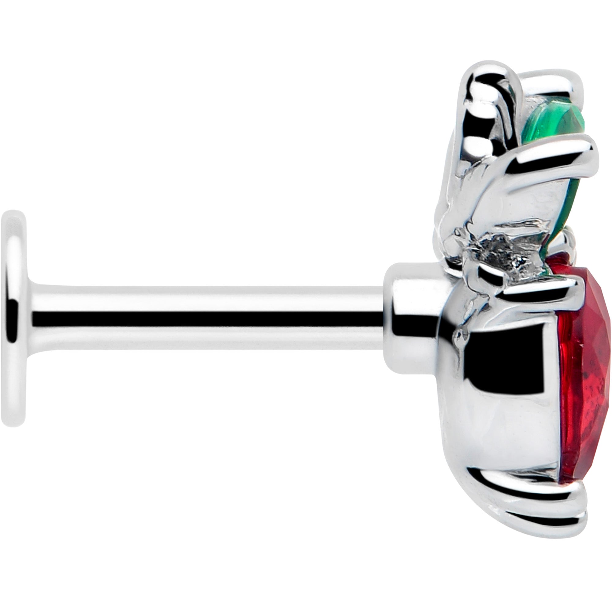 Strawberry heart labret 16 gauge body jewelry