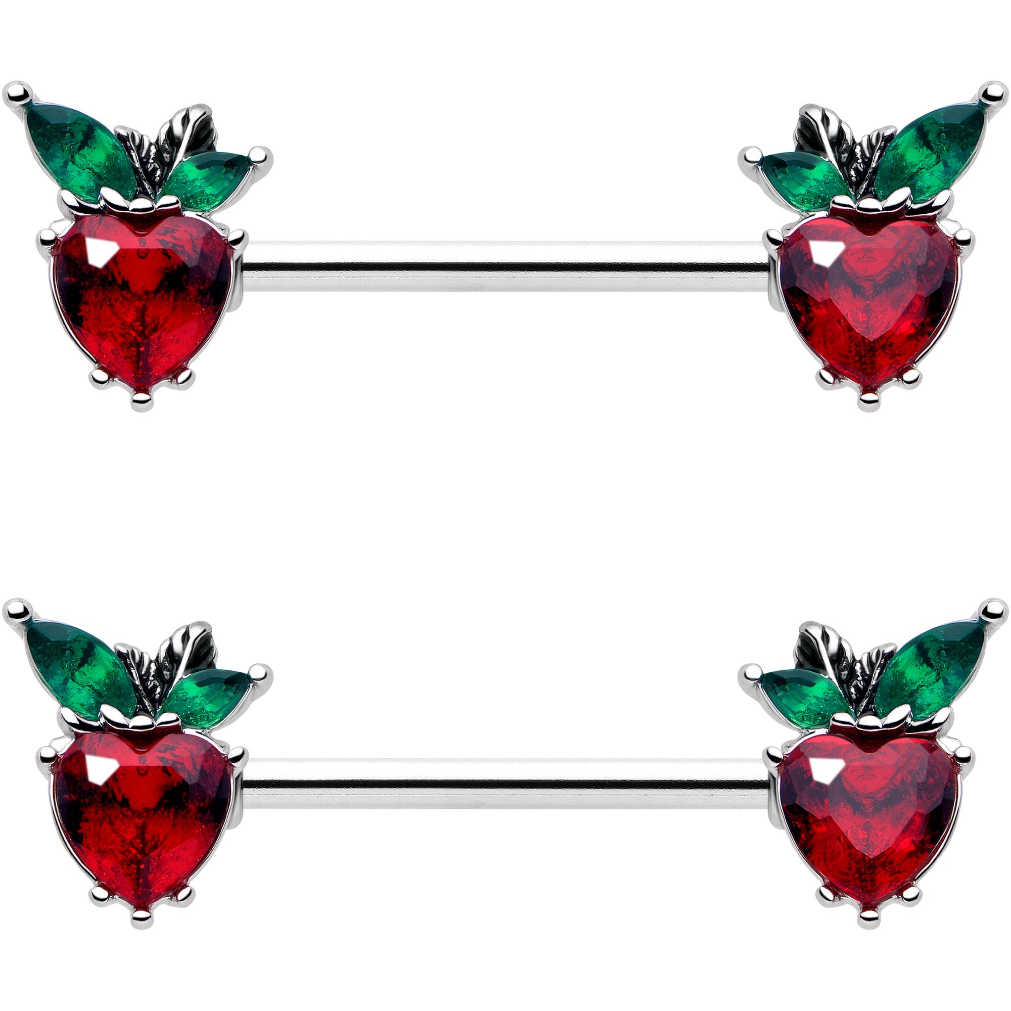 strawberry shaped heart barbell body jewelry
