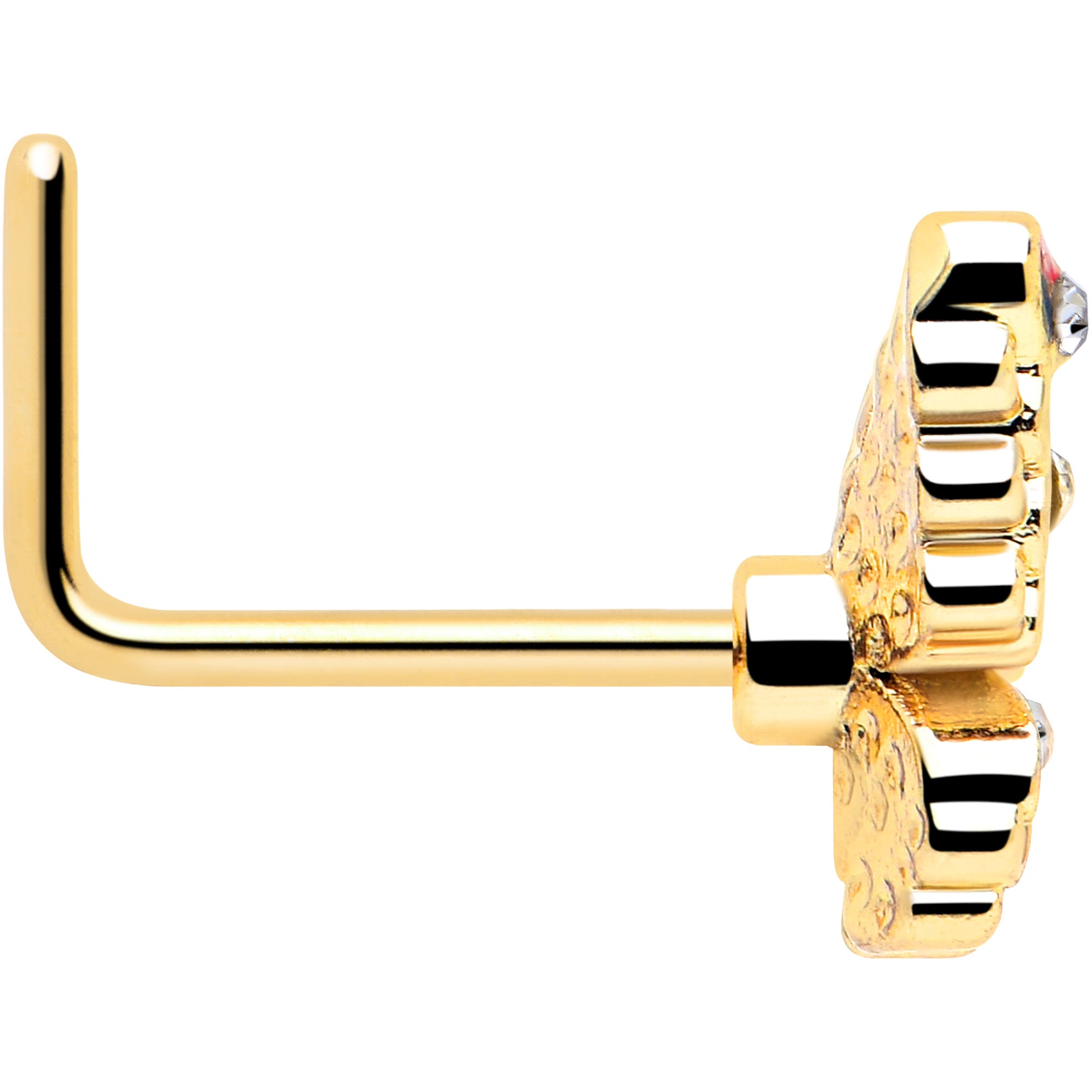 Clear gem butterfly L shape nose piercing