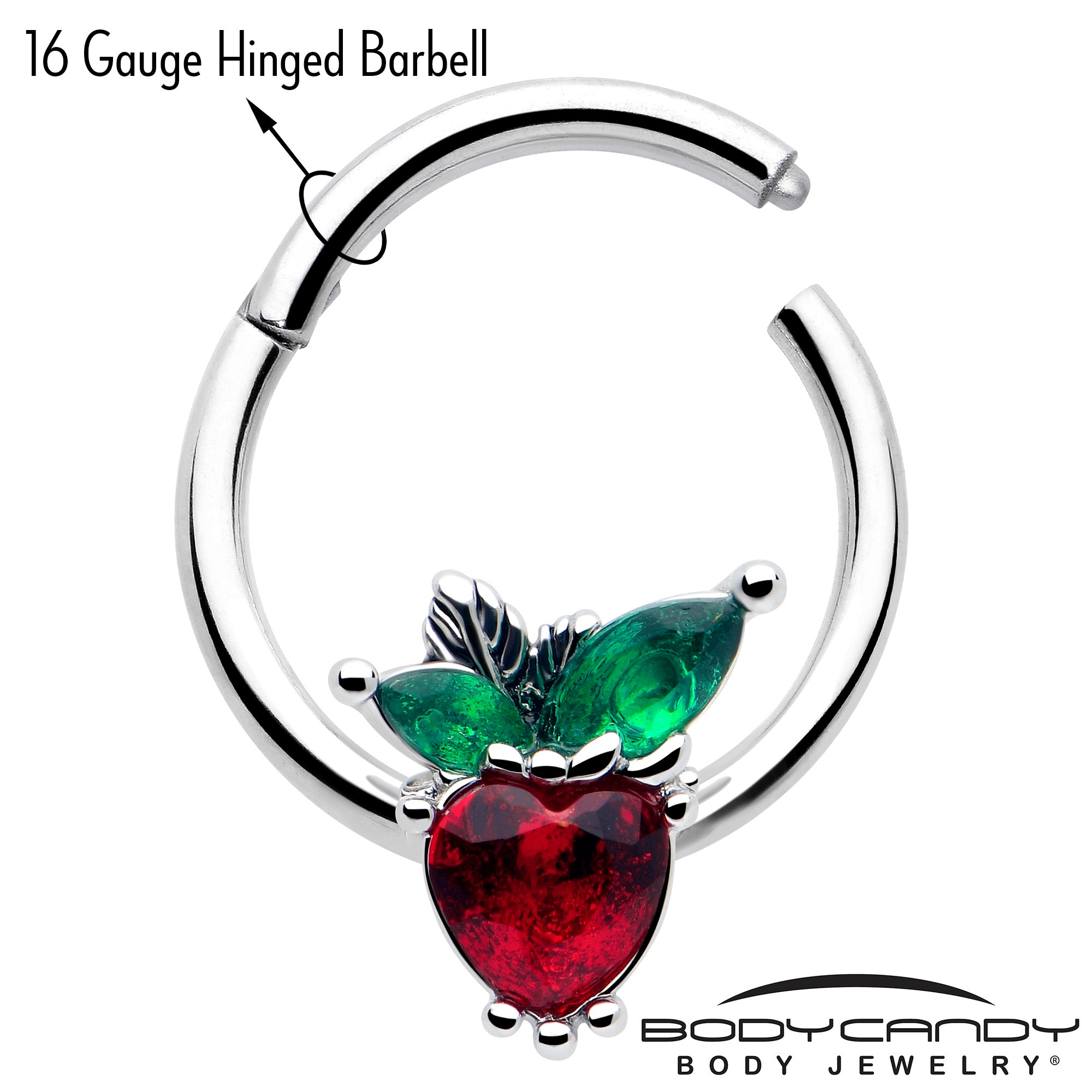 hinged segment ring with colorful strawberry design
