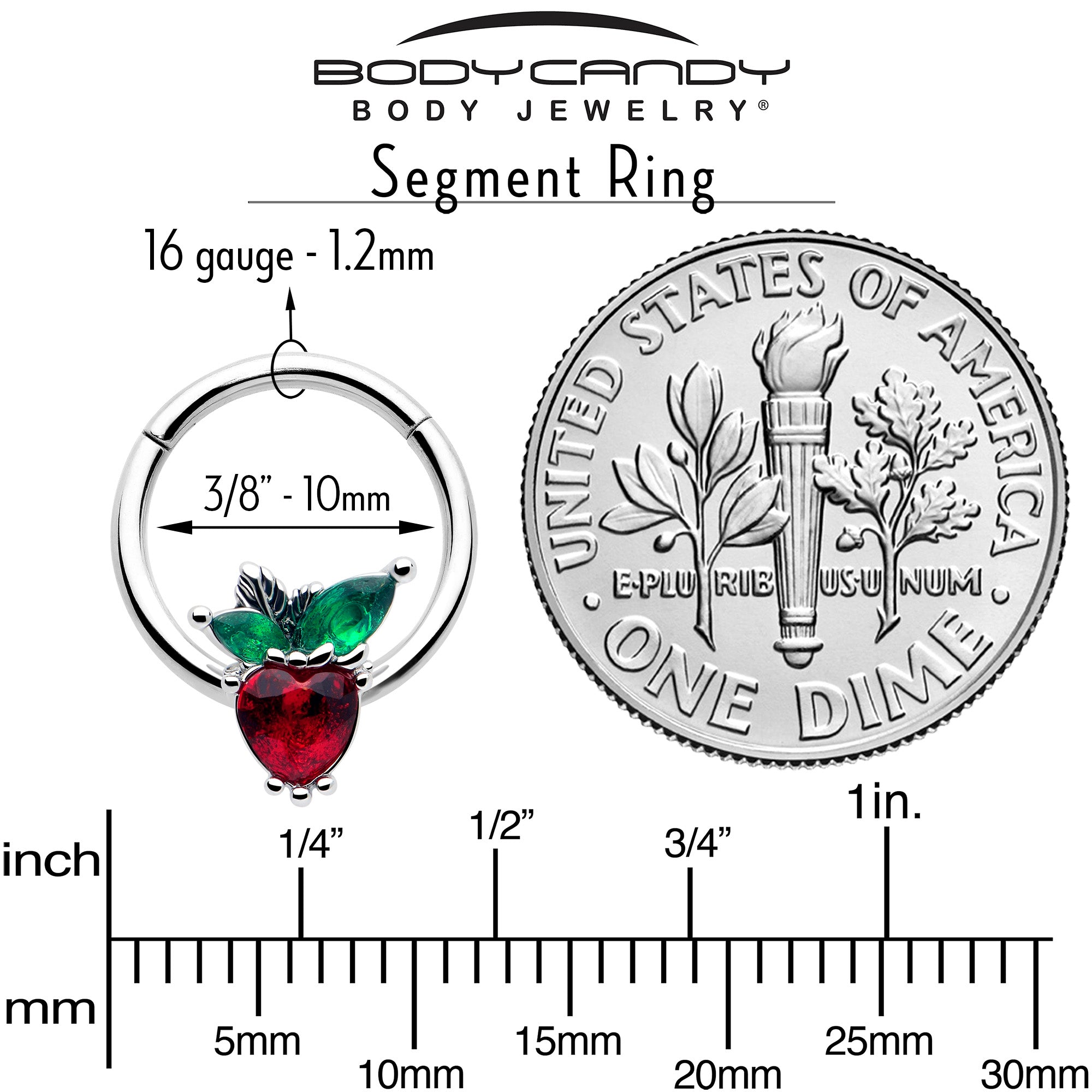 body piercing jewelry strawberry heart nose hoop