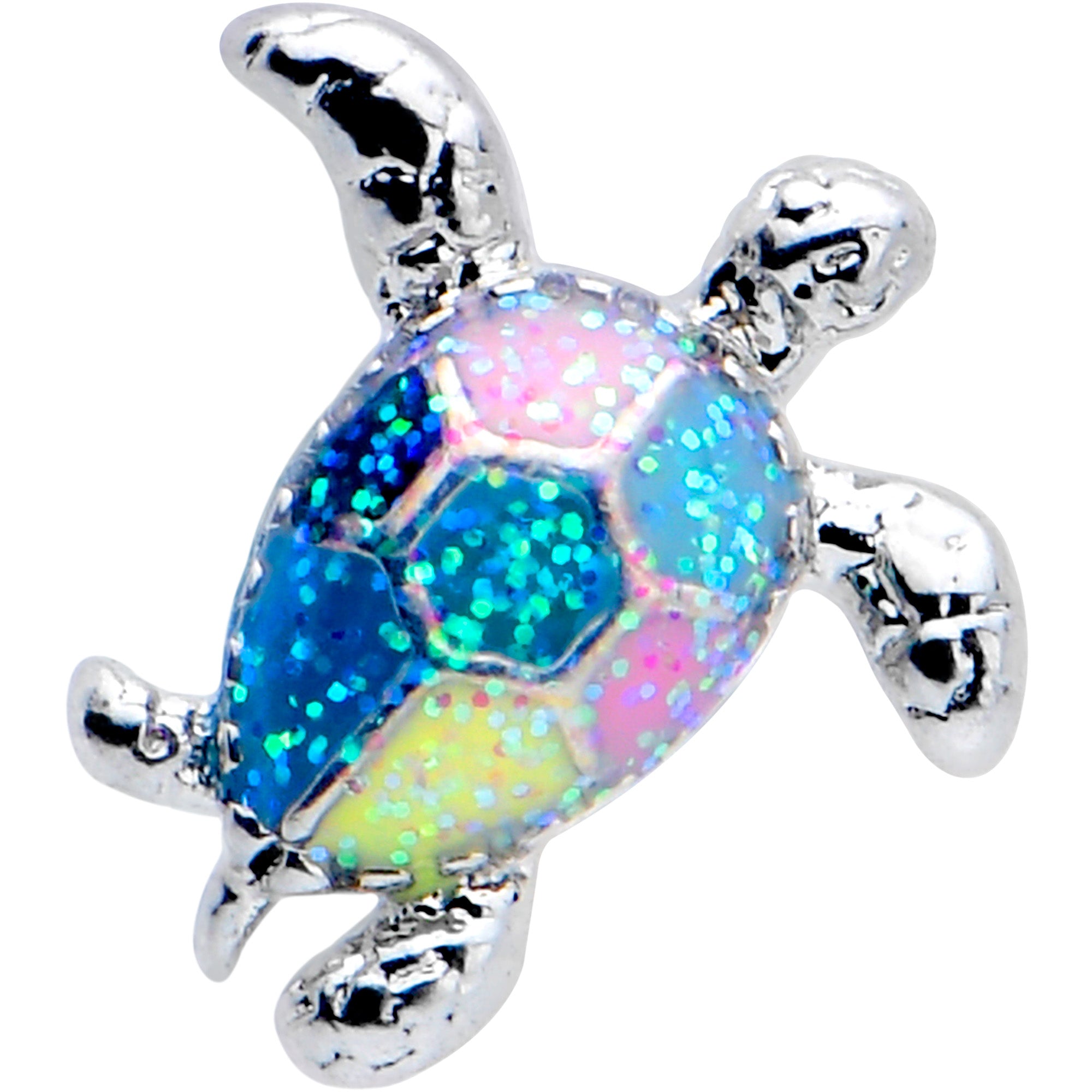 7mm turtle-shaped glitter nose ring, L shape, 20 gauge