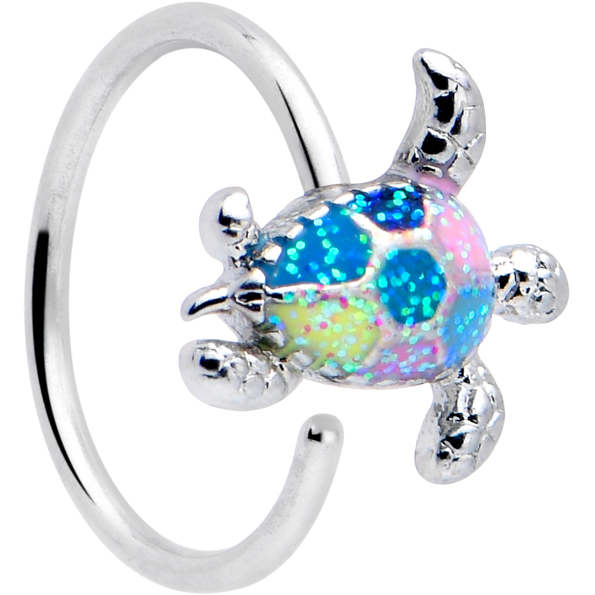 20 gauge glitter turtle nose hoop in 5/16 size