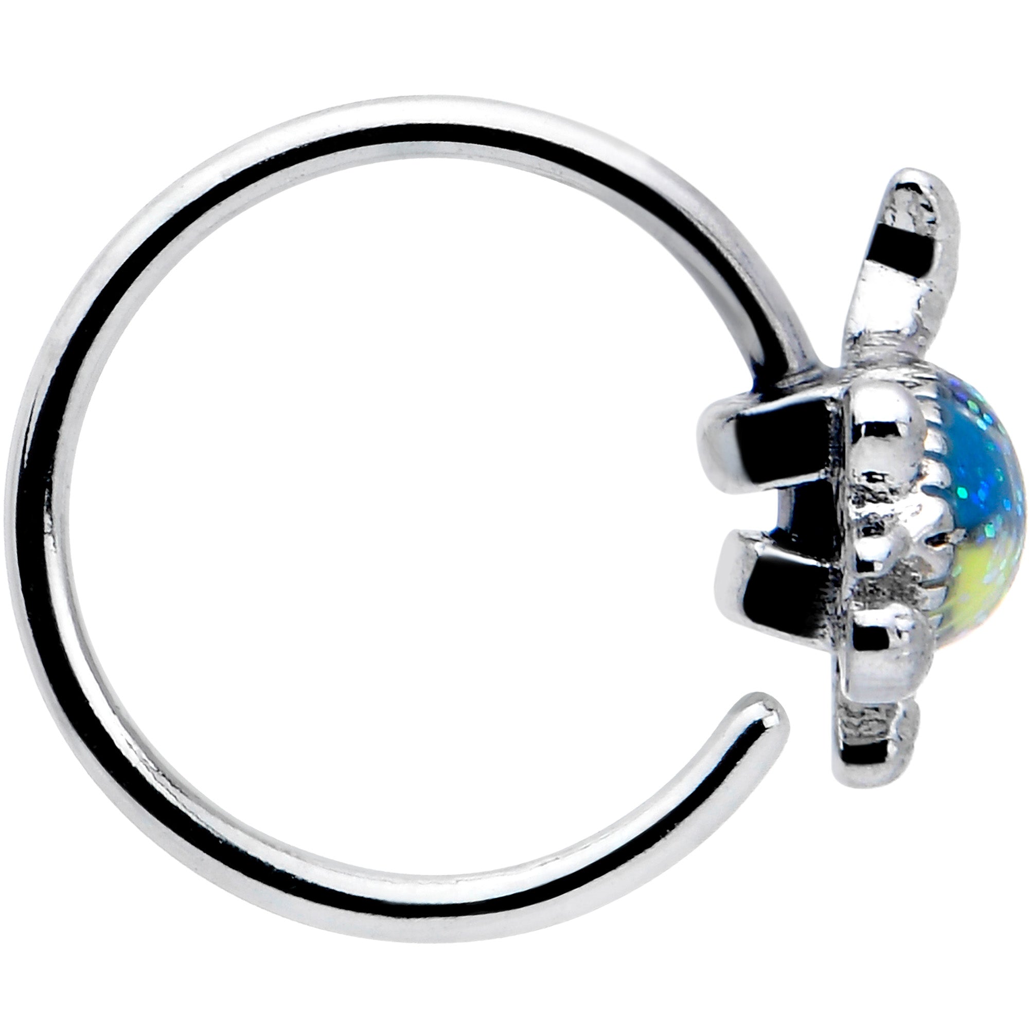 Colorful glitter turtle nose hoop, 20 gauge, 5/16 size