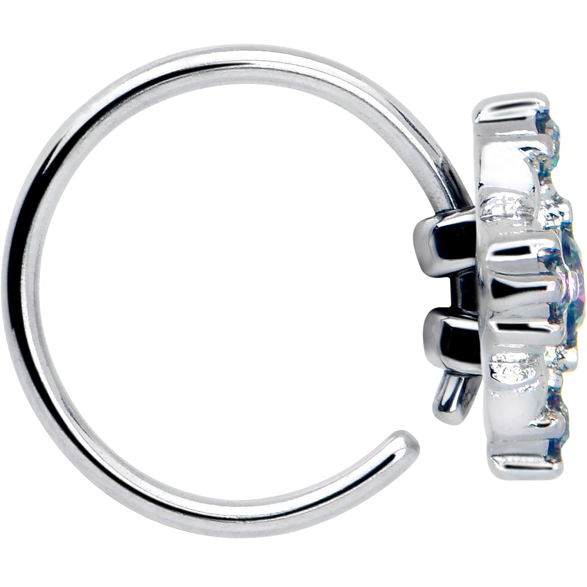 20 Gauge Vitrail CZ Gem Cross Hoop for Nose