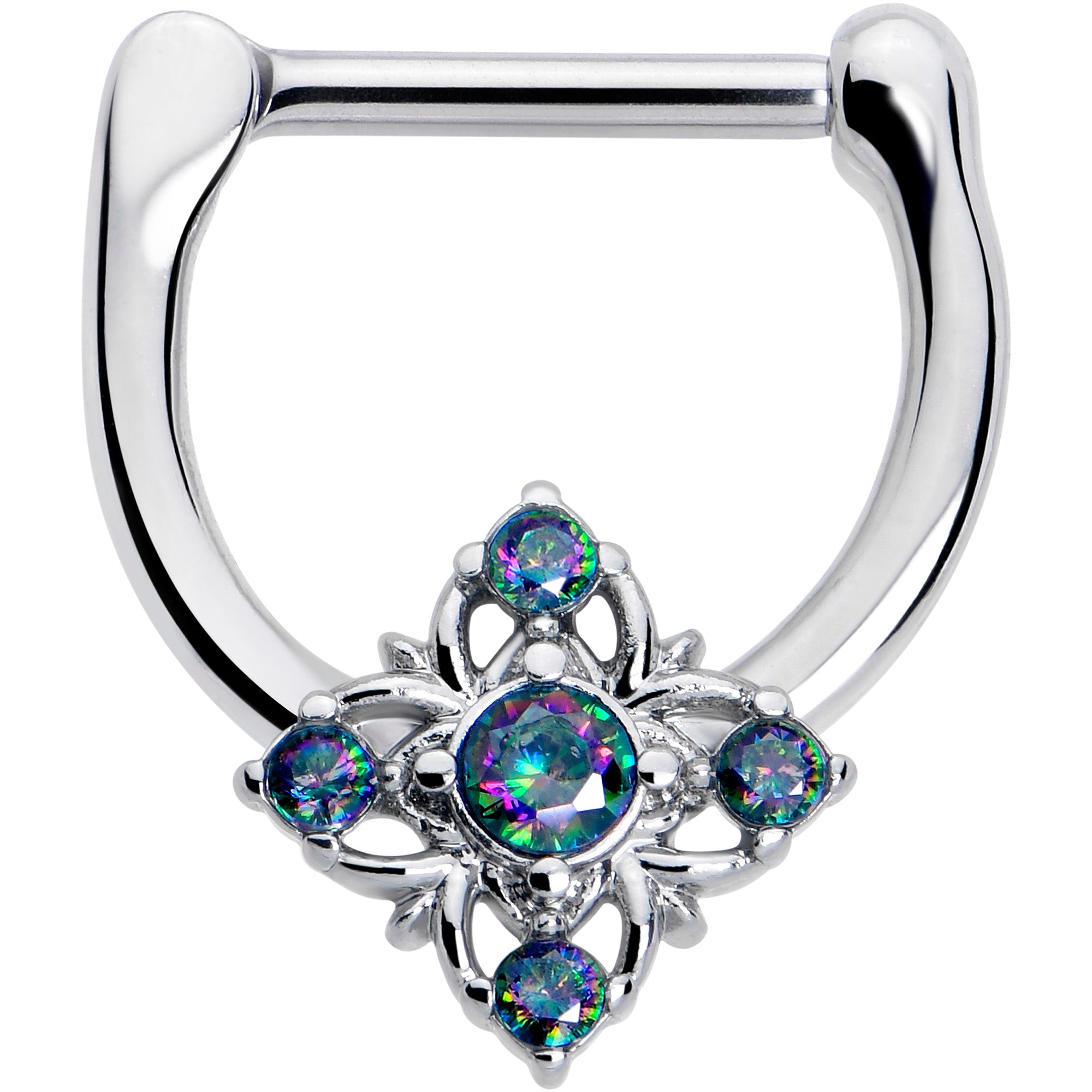 16 Gauge 5/16 Vitrail CZ Gem Beauty Cross Cartilage Clicker