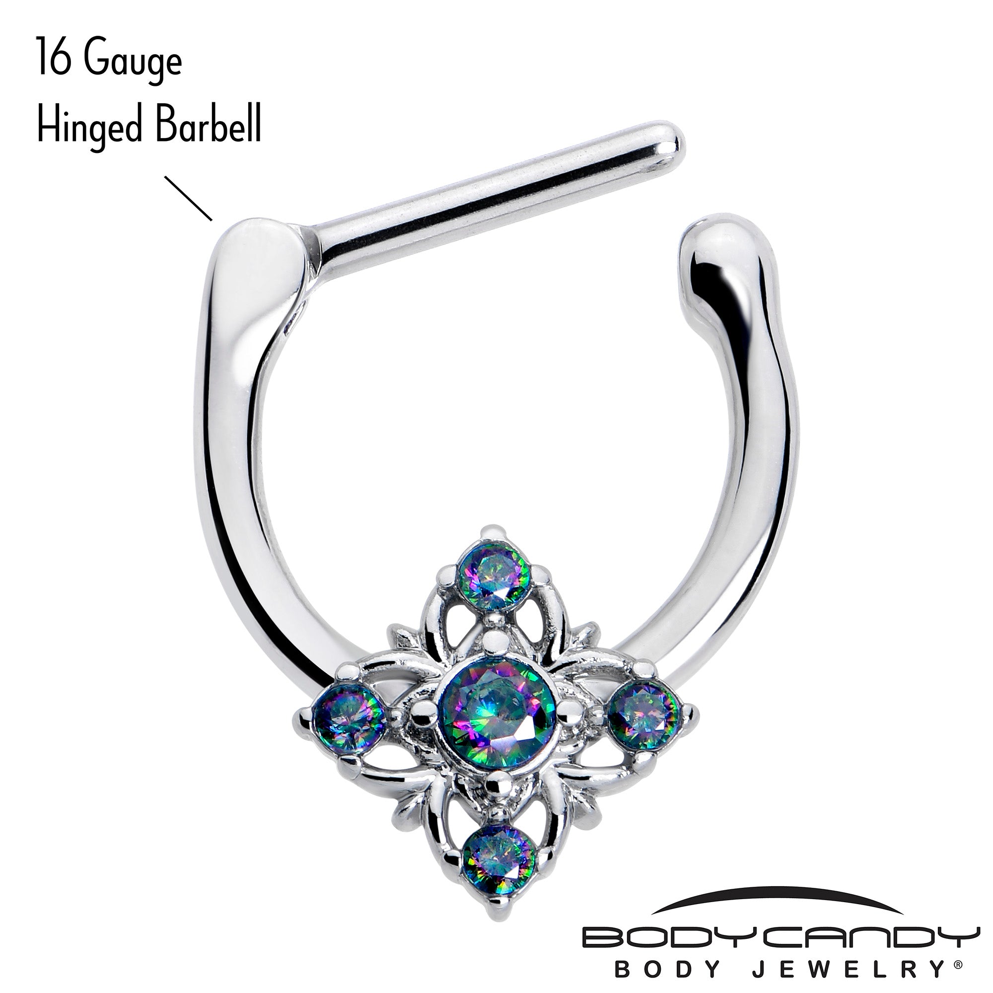 16 Gauge 5/16 Vitrail Gem Cross Cartilage Clicker with CZ