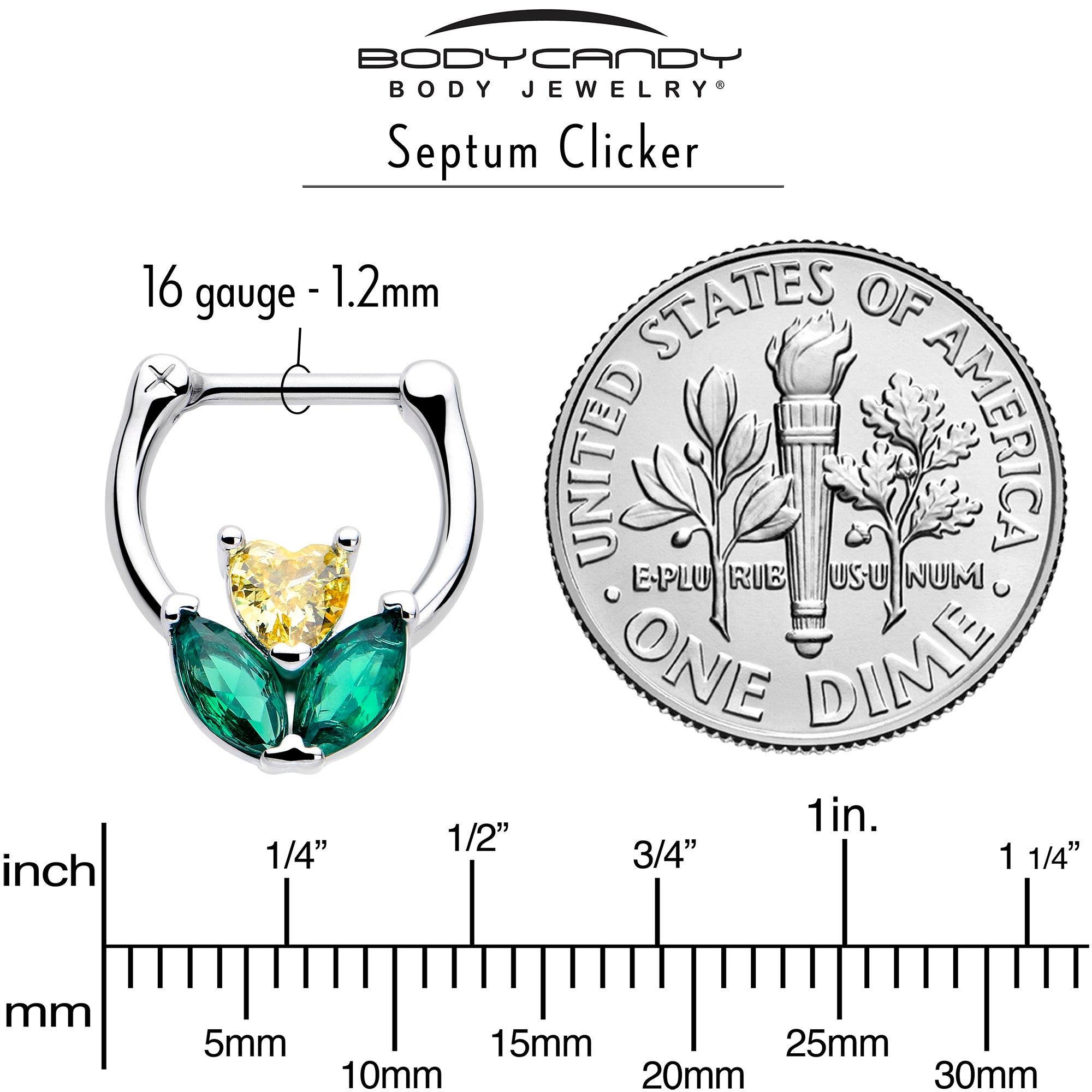 Cartilage Clicker Earring with Yellow Green Flower Design