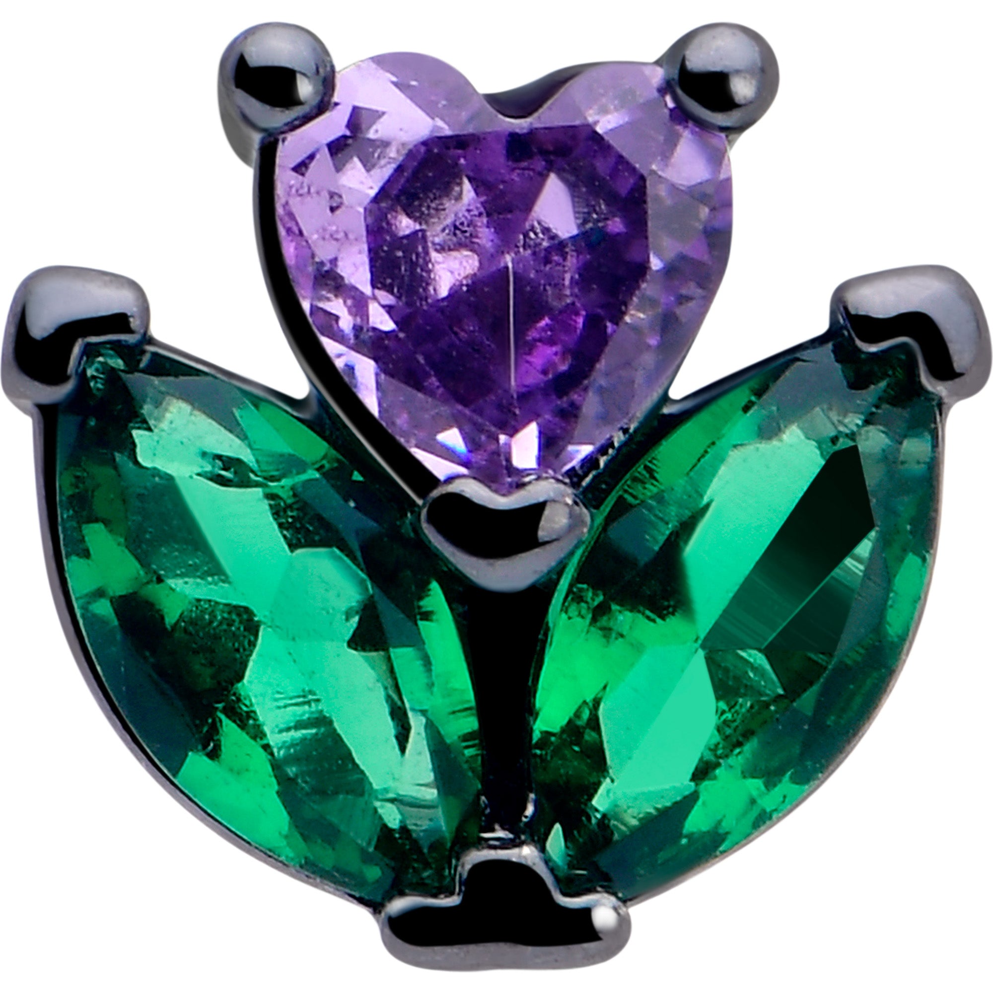 Purple Green Gem Labret for Monroe and Tragus Piercings