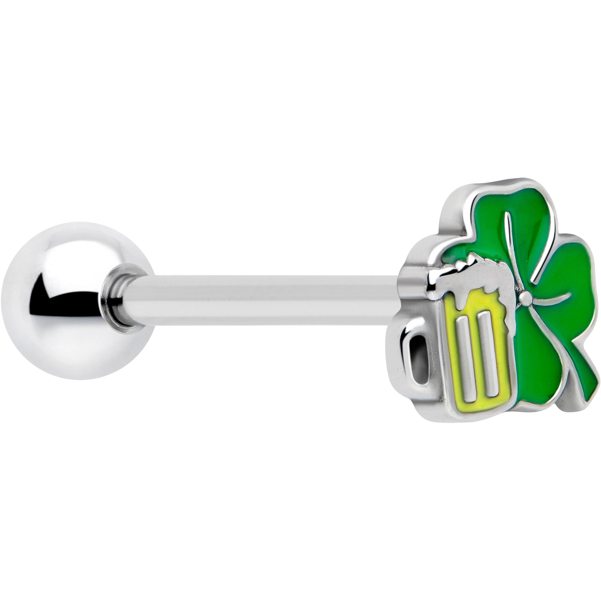 Beer Shamrock Tongue Ring St Patricks