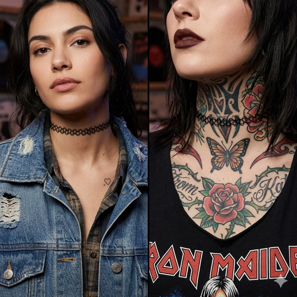 classic tattoo style necklace set
