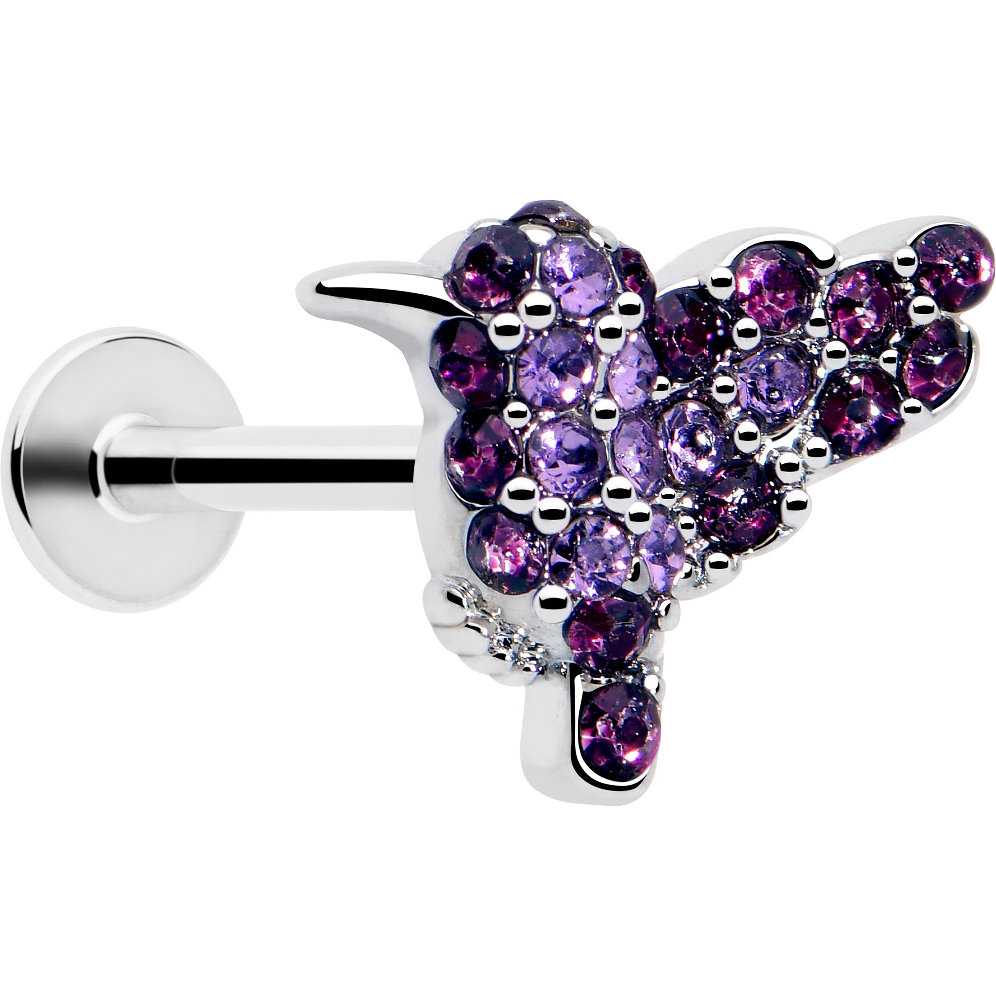 16G purple gem hummingbird flair labret