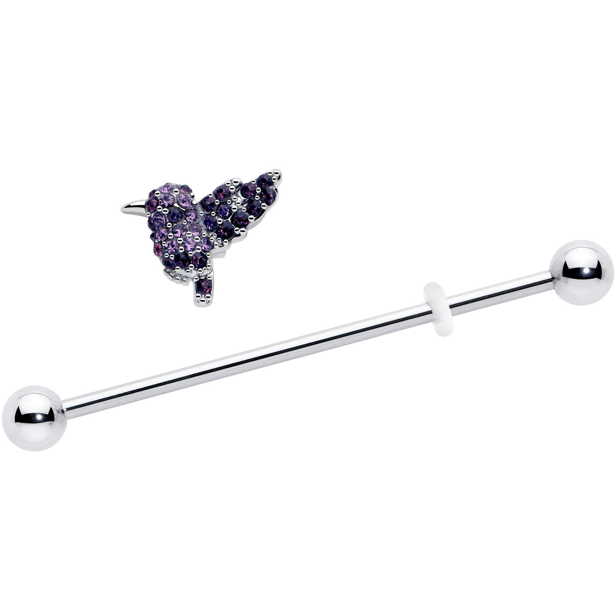 hummingbird flair industrial barbell piercing