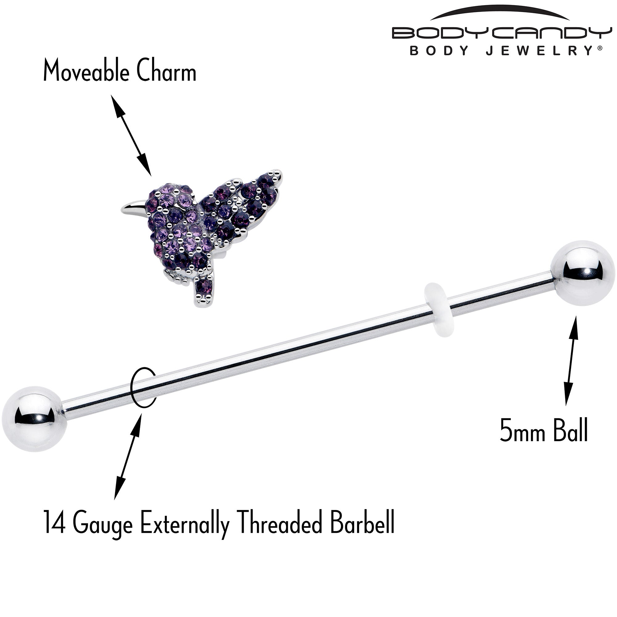 14 gauge hummingbird industrial barbell jewelry