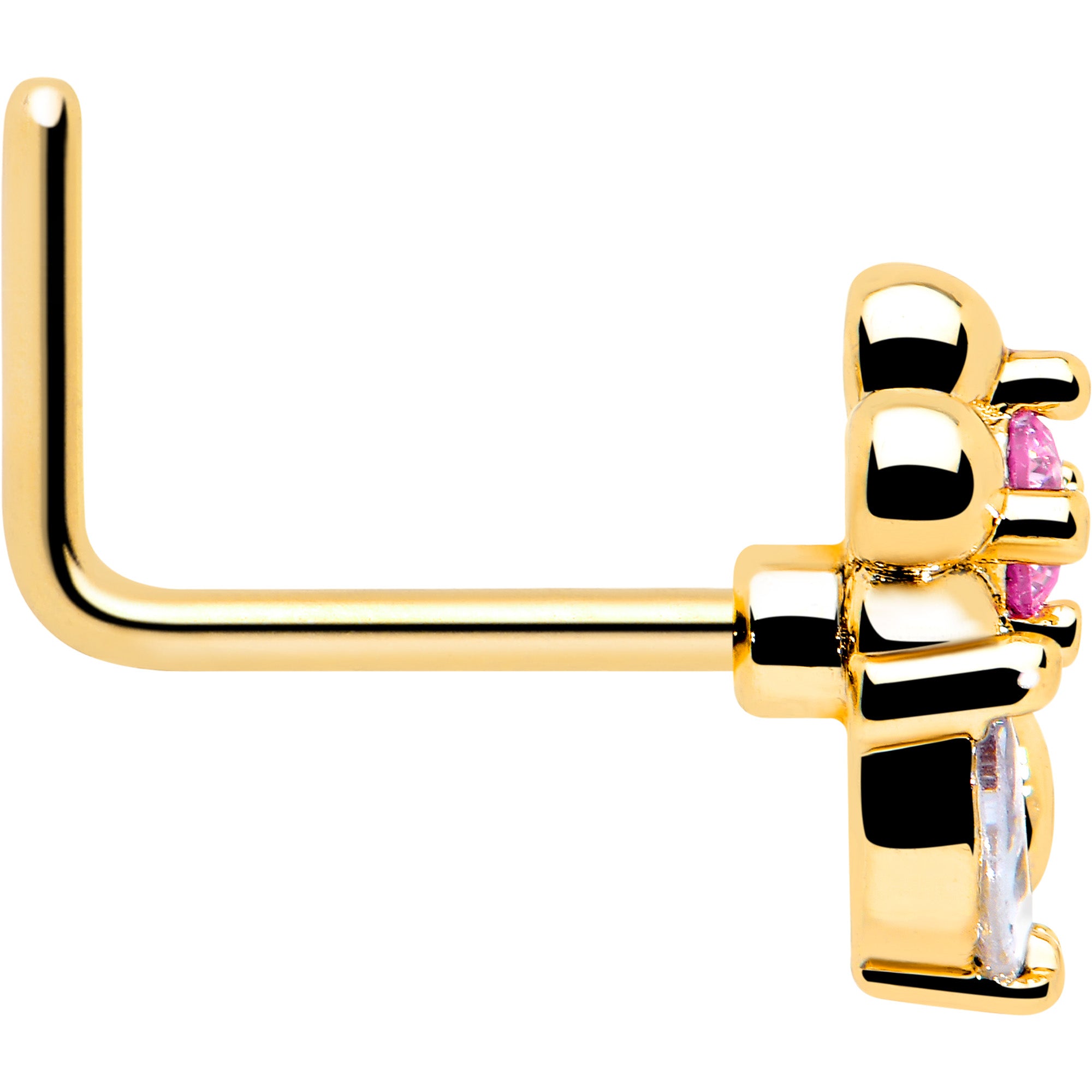 floral bead pink cz gold tone nose jewelry