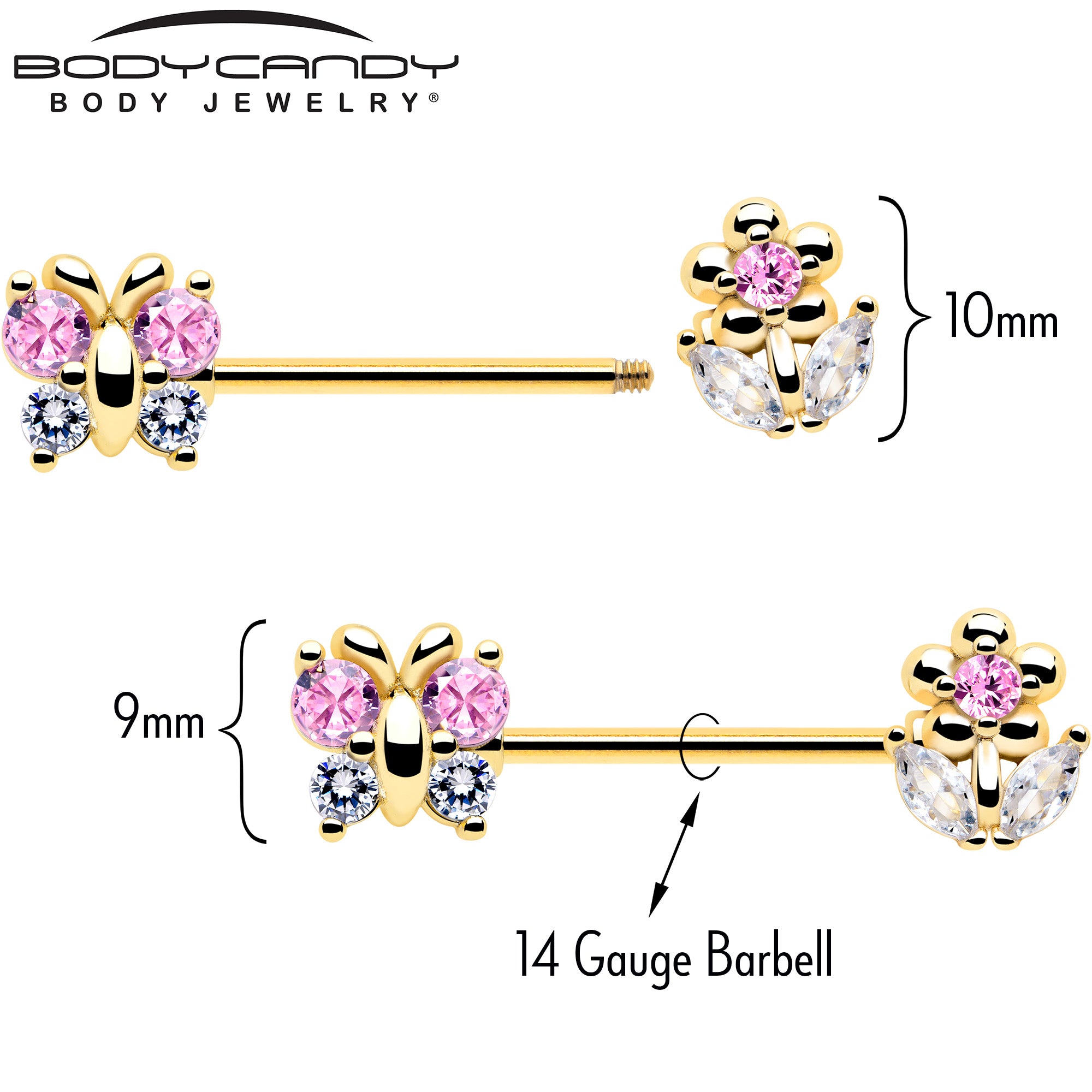 pink cubic zirconia flower nipple piercing jewelry