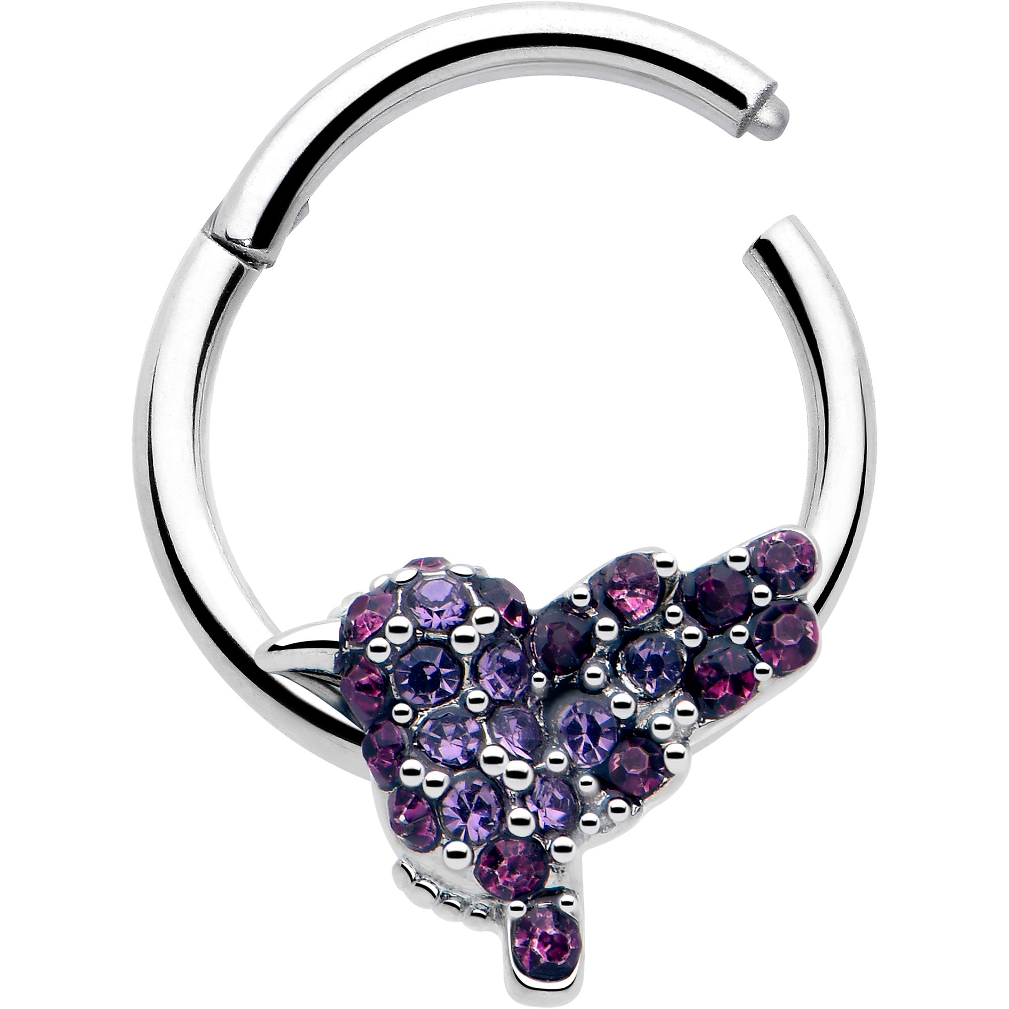 hummingbird flair hinged segment ring purple gem