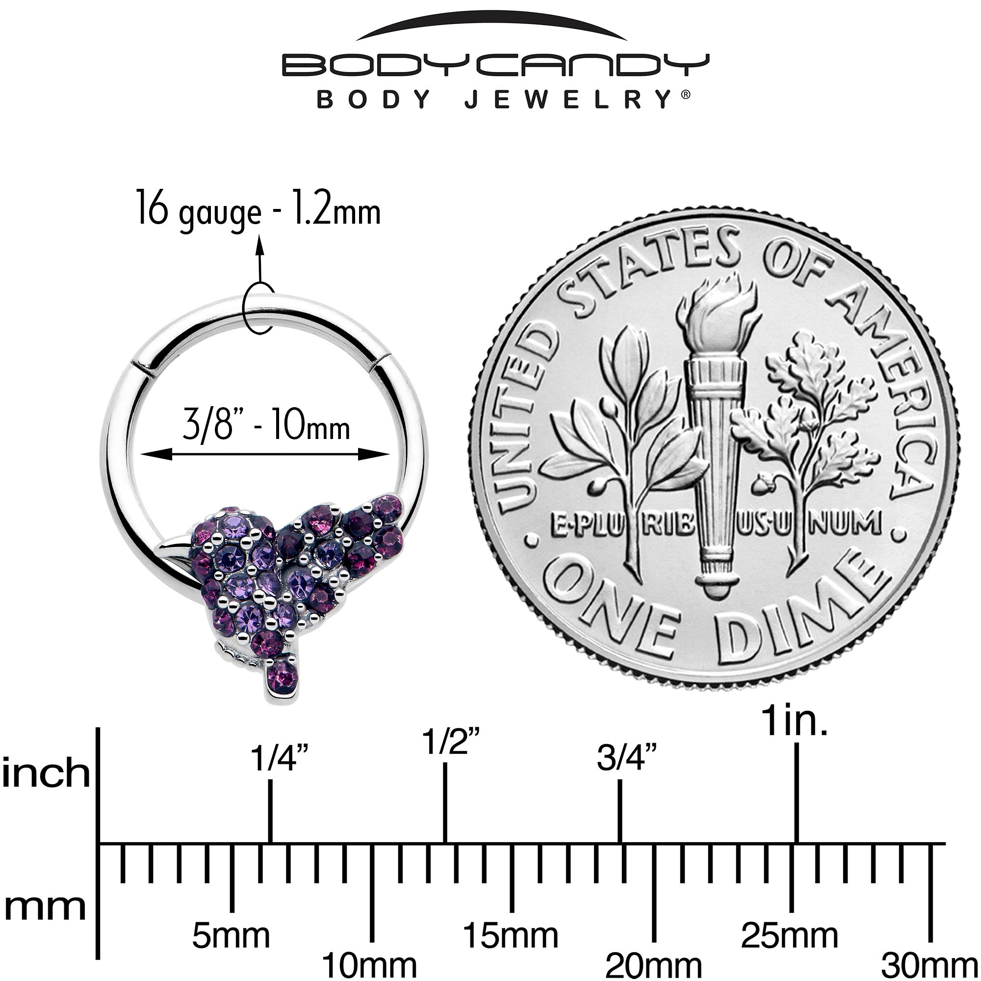 purple gem hummingbird cartilage piercing ring