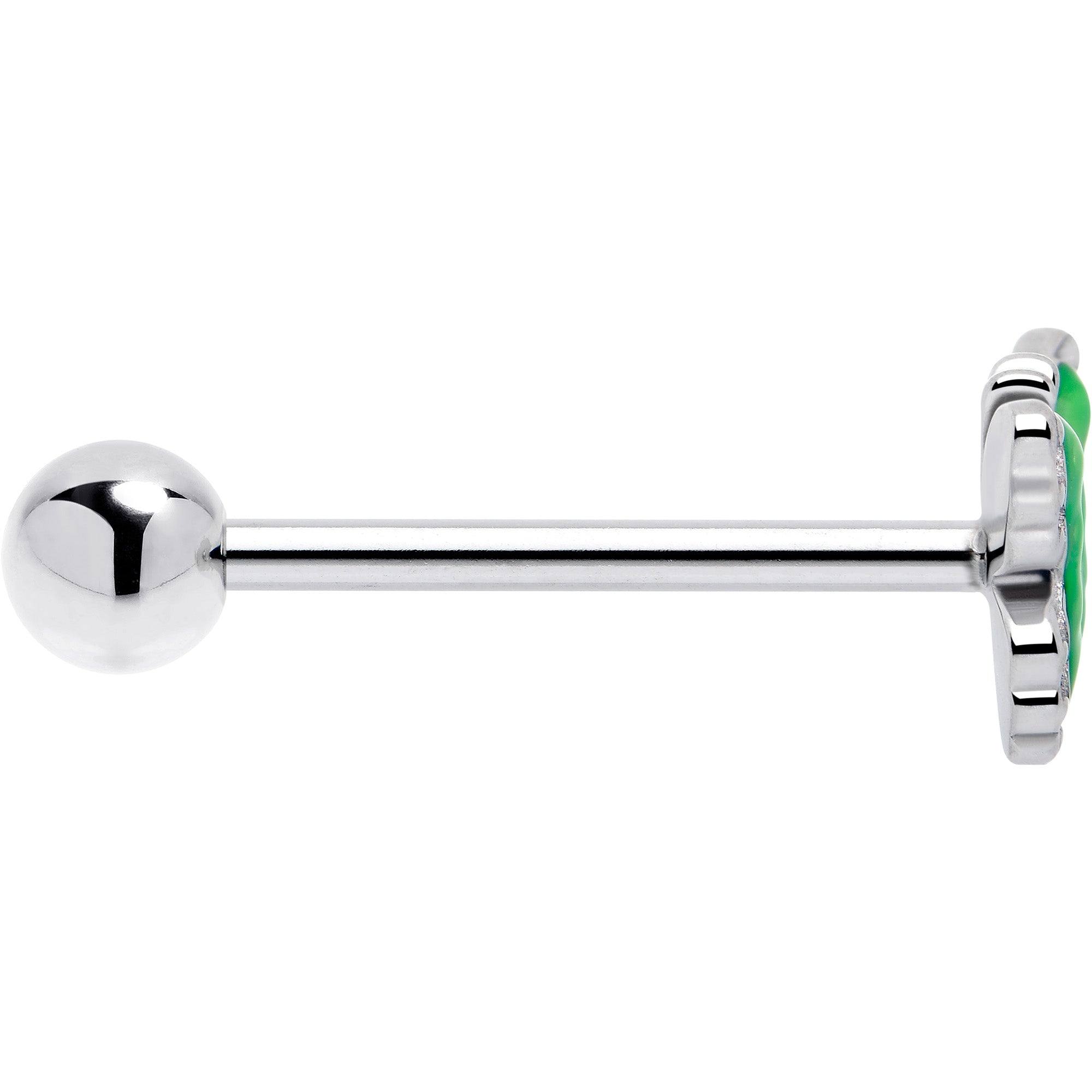 colorful green butterfly tongue ring barbell